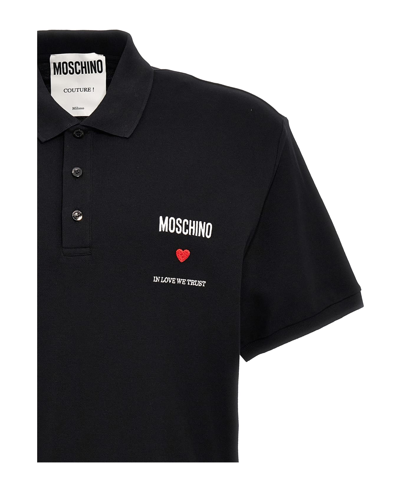 Moschino 'in Love We Trust' Polo Shirt - Black  
