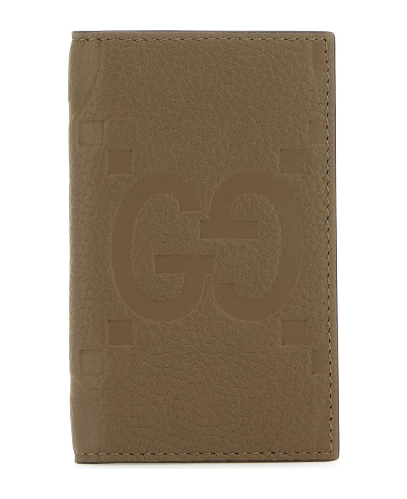 Gucci Khaki Leather Card Holder - GOOD TAUPE/GOOD TAUP