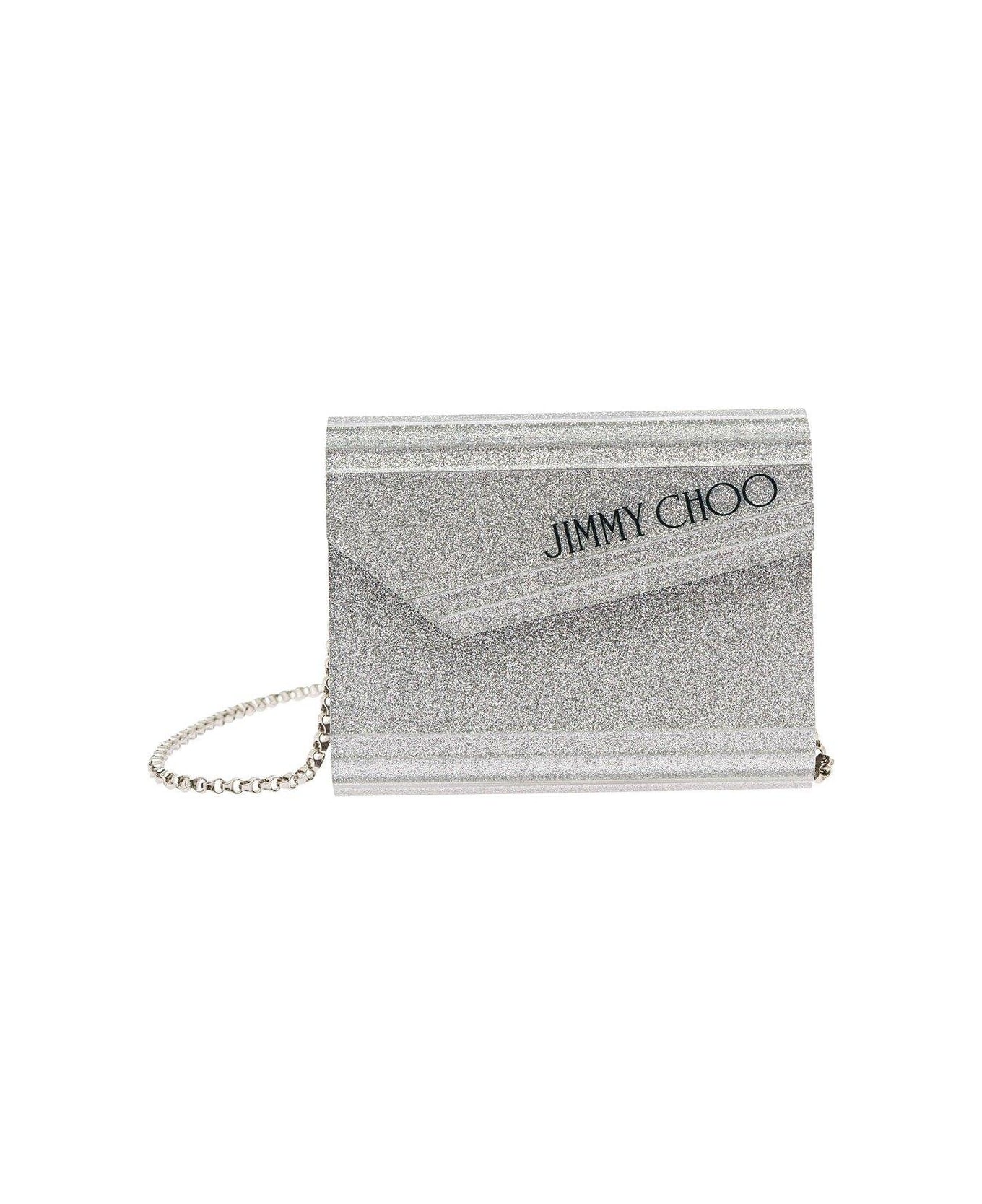 Jimmy Choo Candy Logo Printed Clutch Bag - GREY