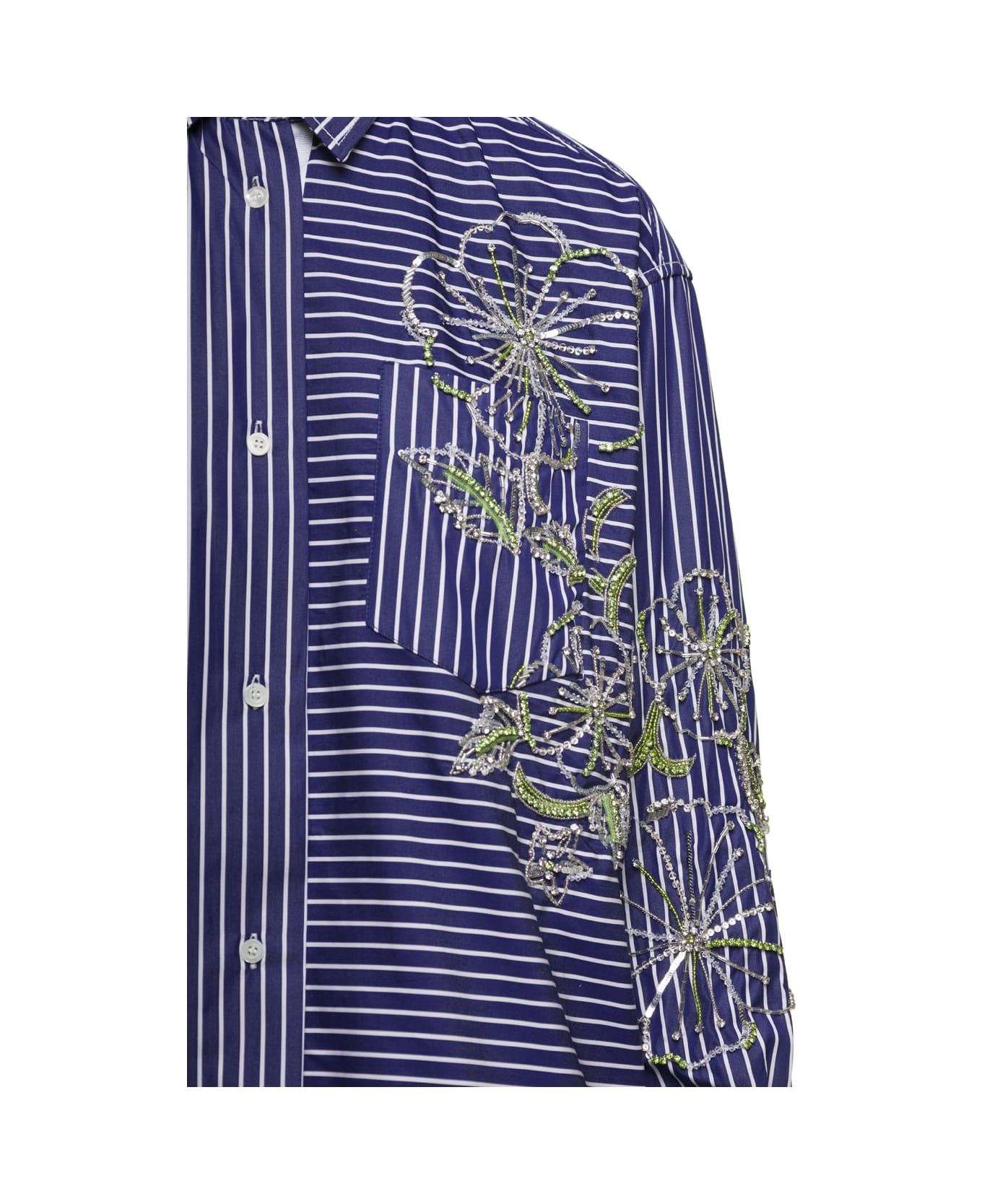 Des Phemmes Hibiscus Embroidered Shirt - Blu