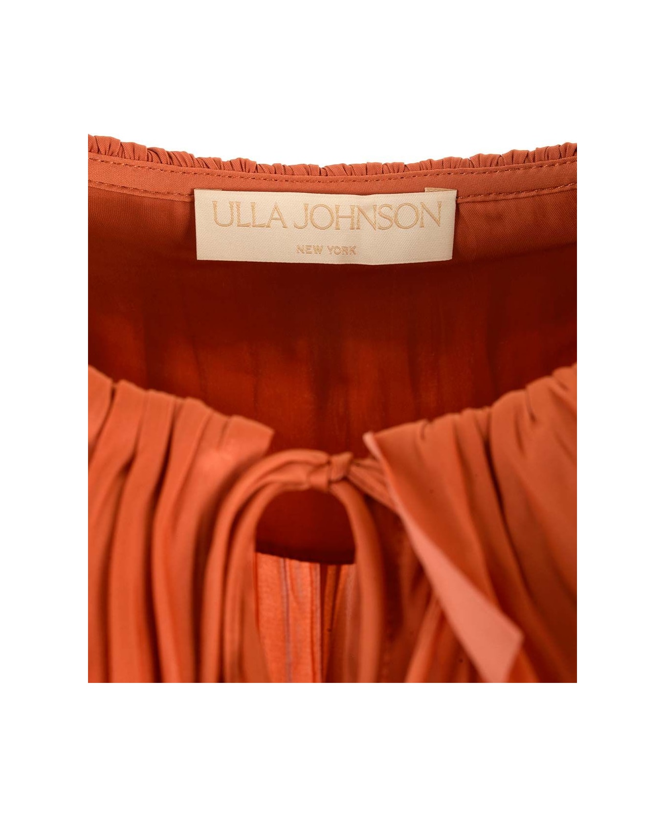 Ulla Johnson "elli" Top In Pleated Satin - Orange