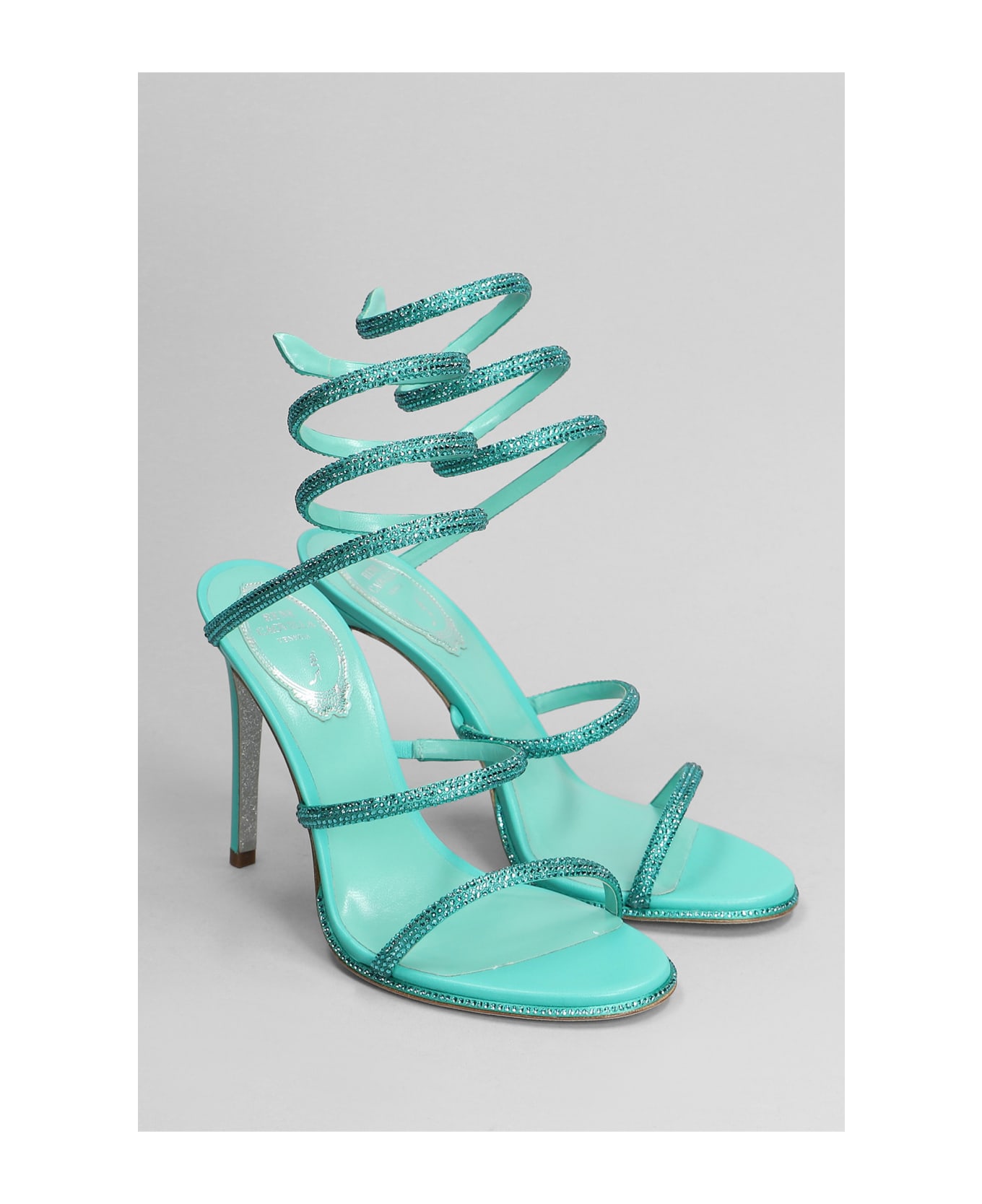 René Caovilla Cleo Sandals In Green Leather - green