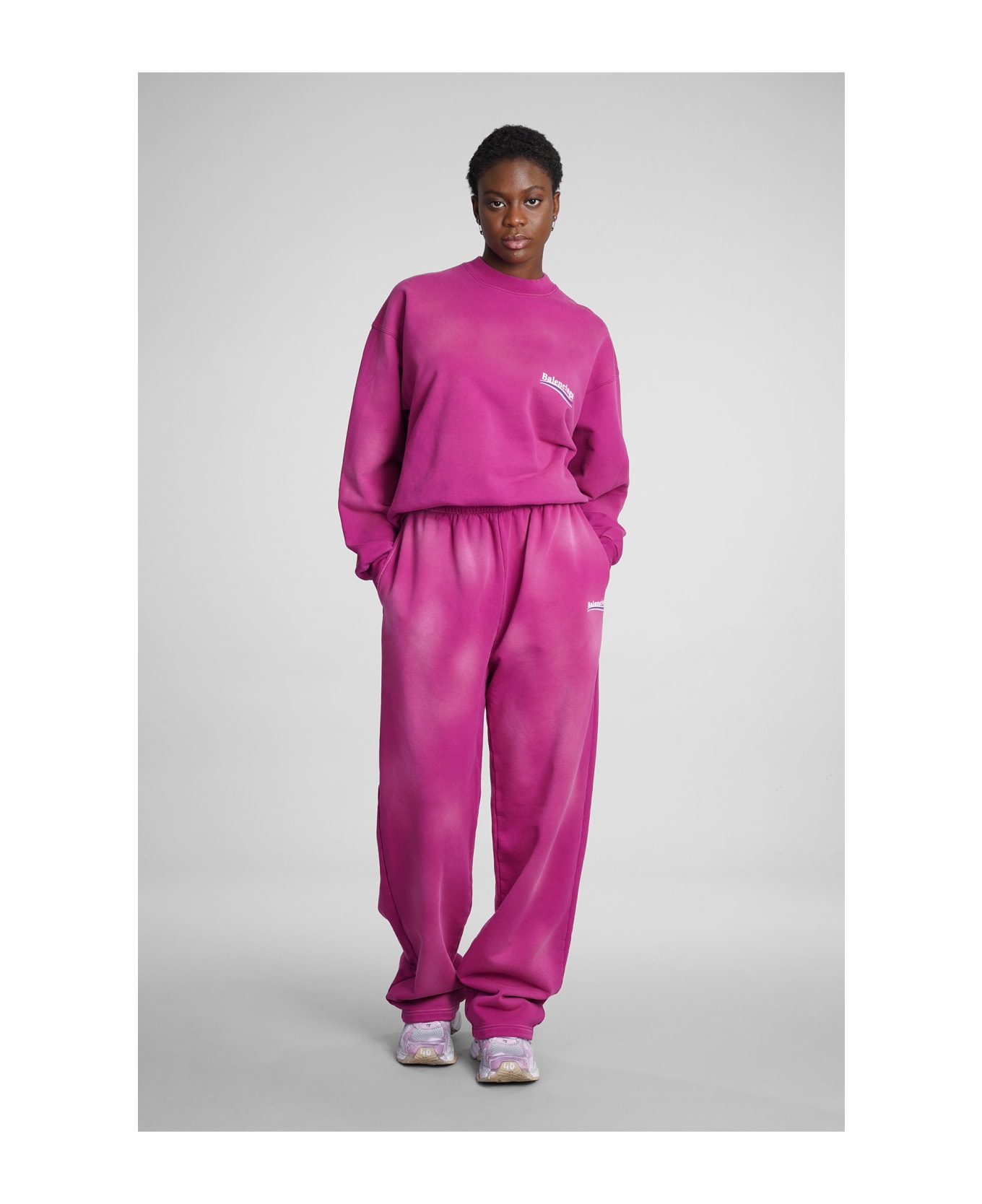 Balenciaga Sweatshirt In Rose-pink Cotton - rose-pink