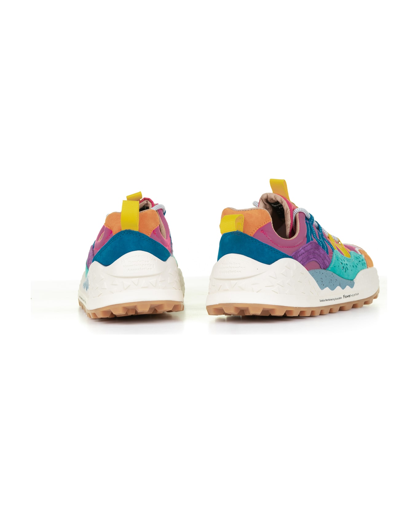Flower Mountain Multicolored Washi Sneakers In Suede And Nylon - ORANGE GREEN PINK