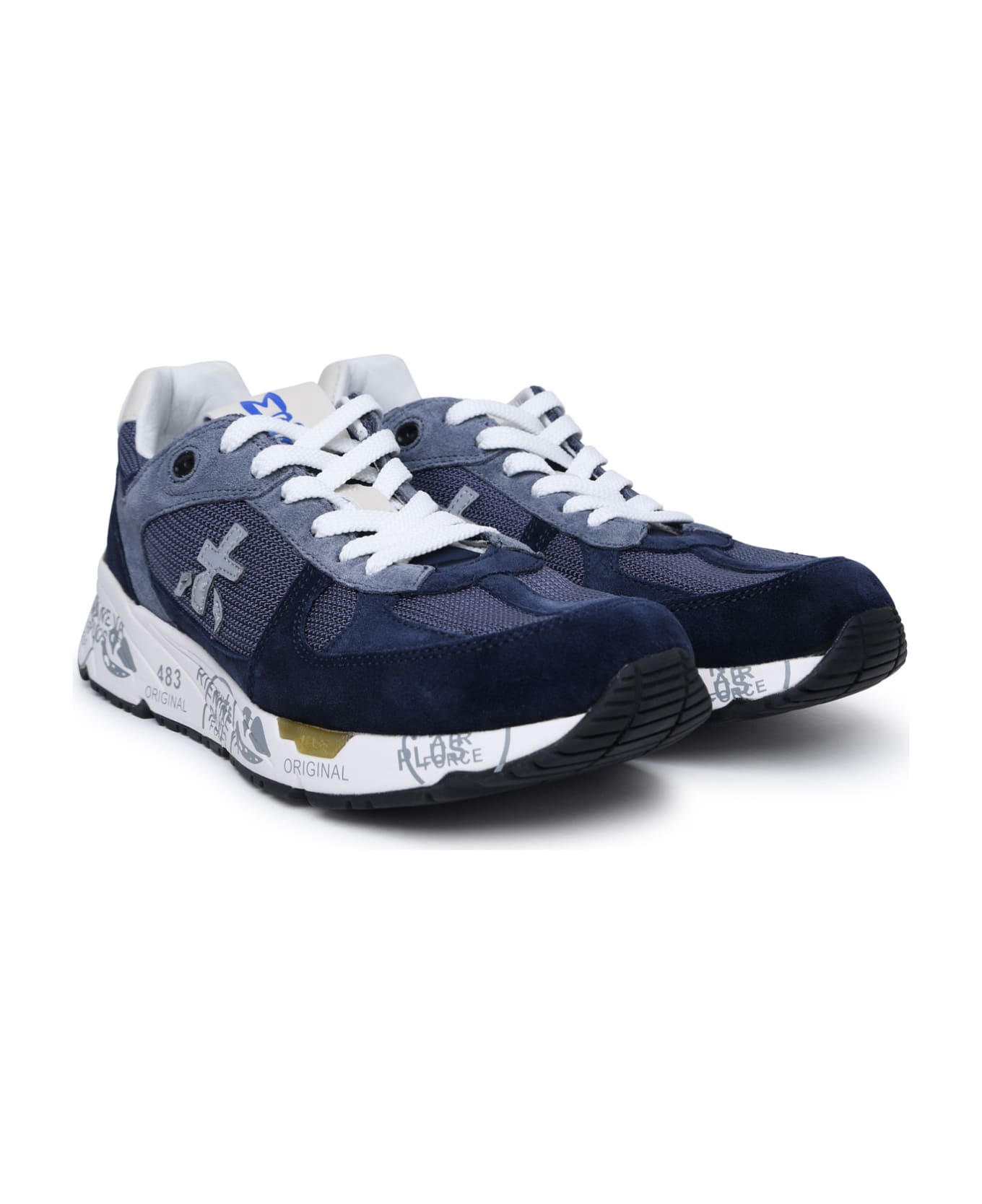 Premiata 'mase' Blue Leather And Fabric Sneakers - Blue