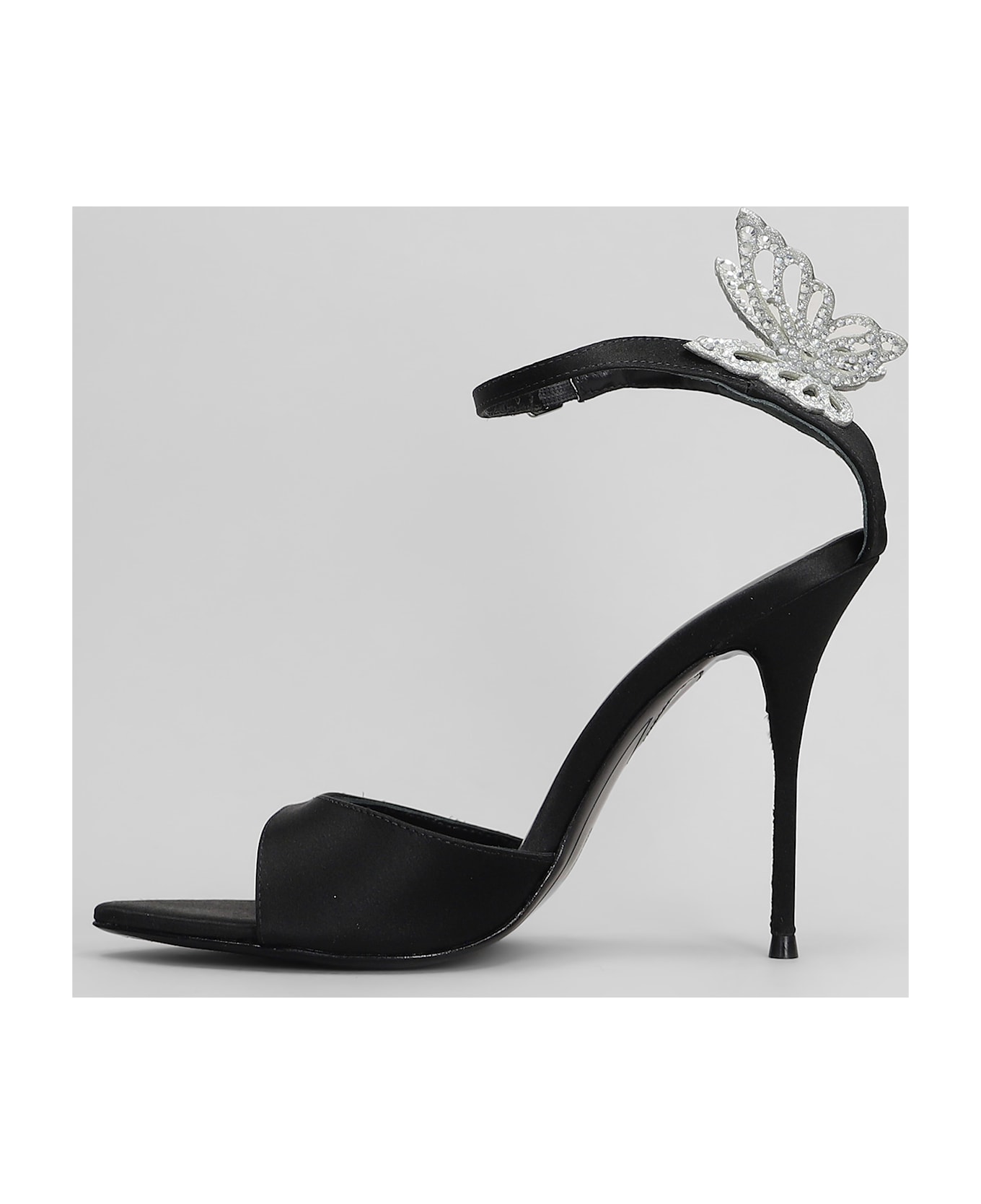 Sophia Webster Aura Sandals In Black Satin - black