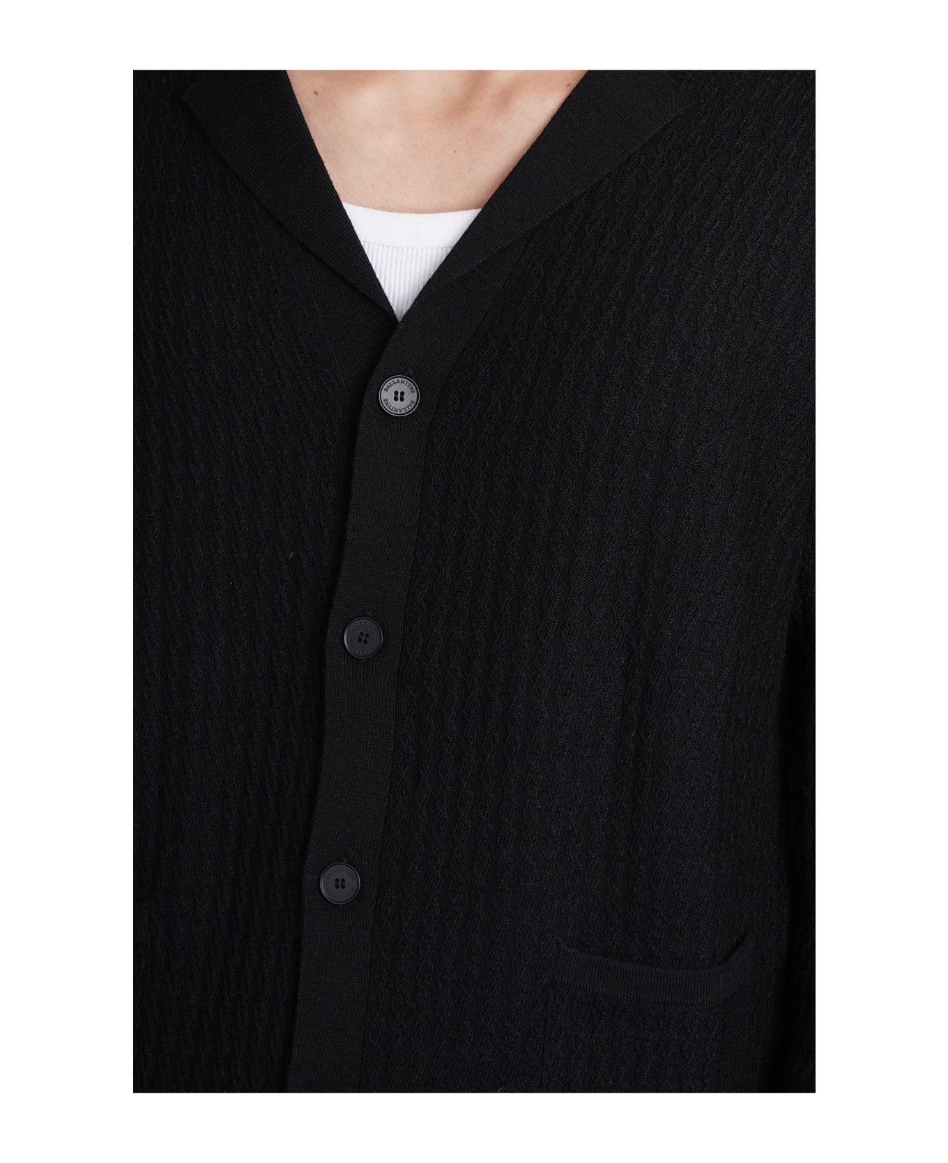 Ballantyne Cardigan In Black Wool - black