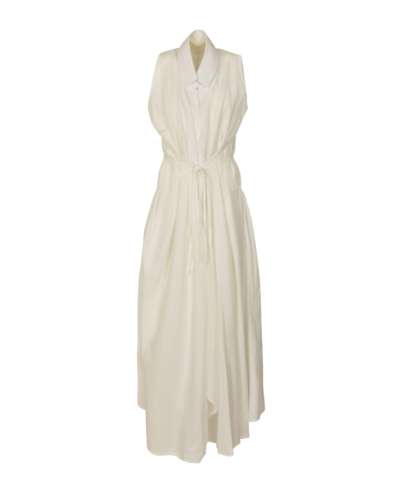 Marc Le Bihan Belted Waist Sleeveless Dress - White ワンピース＆ドレス