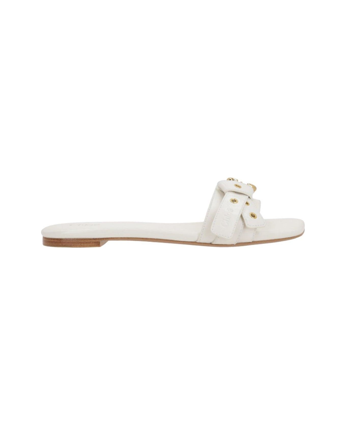 Chloé Mae Knot-detailed Slides - White