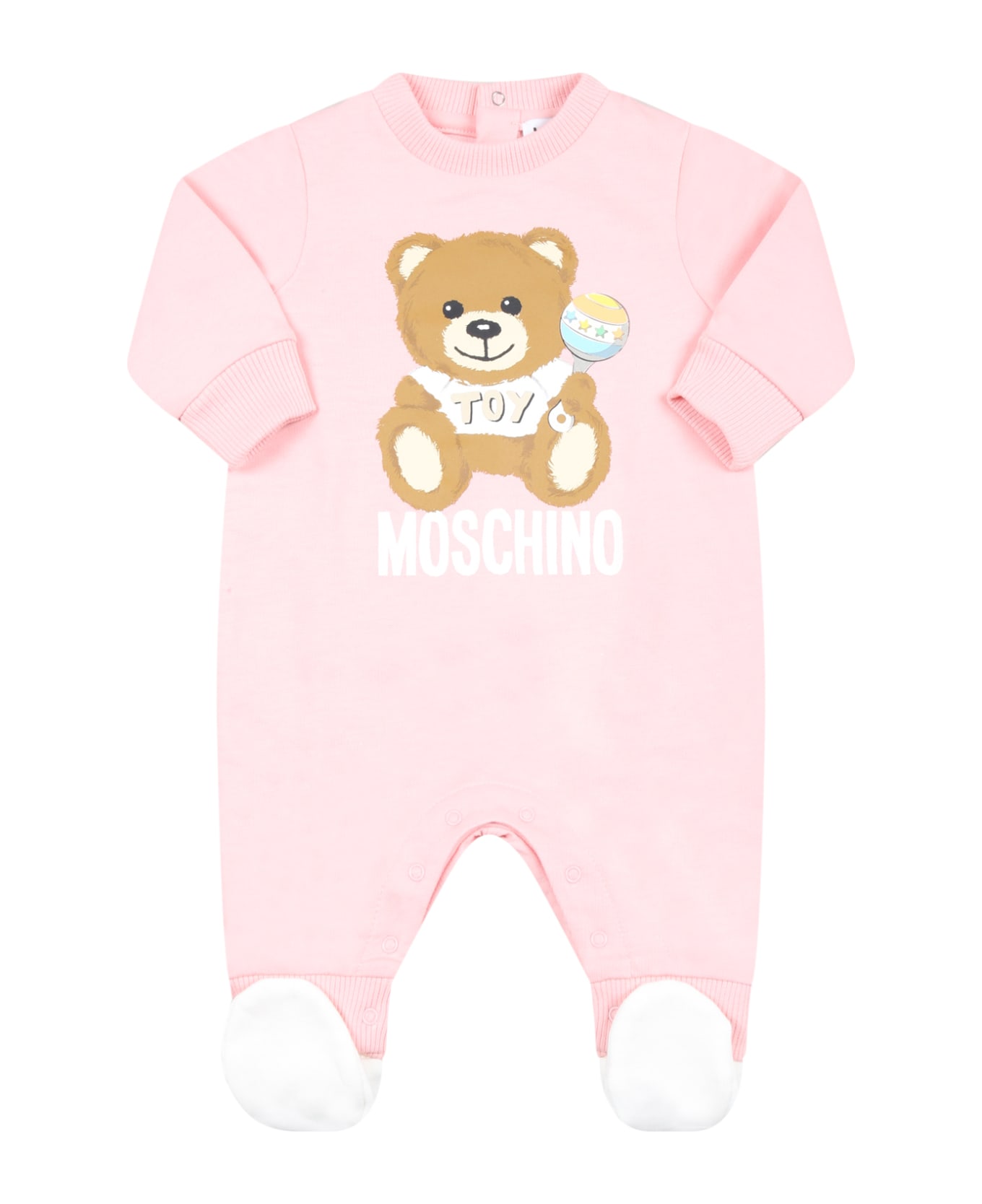 Moschino Pink Jumpsuit For Baby Girl With Teddy Bear - Pink