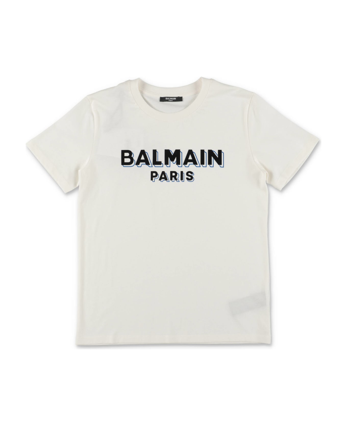 Balmain T-shirt Bianca In Jersey Di Cotone Bambino - Bianco