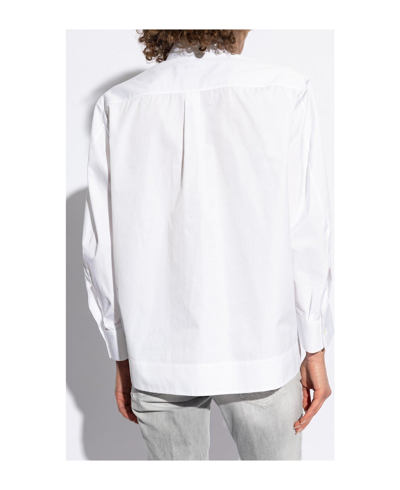 Dsquared2 Logo Embroidered Long Sleeved Shirt - White