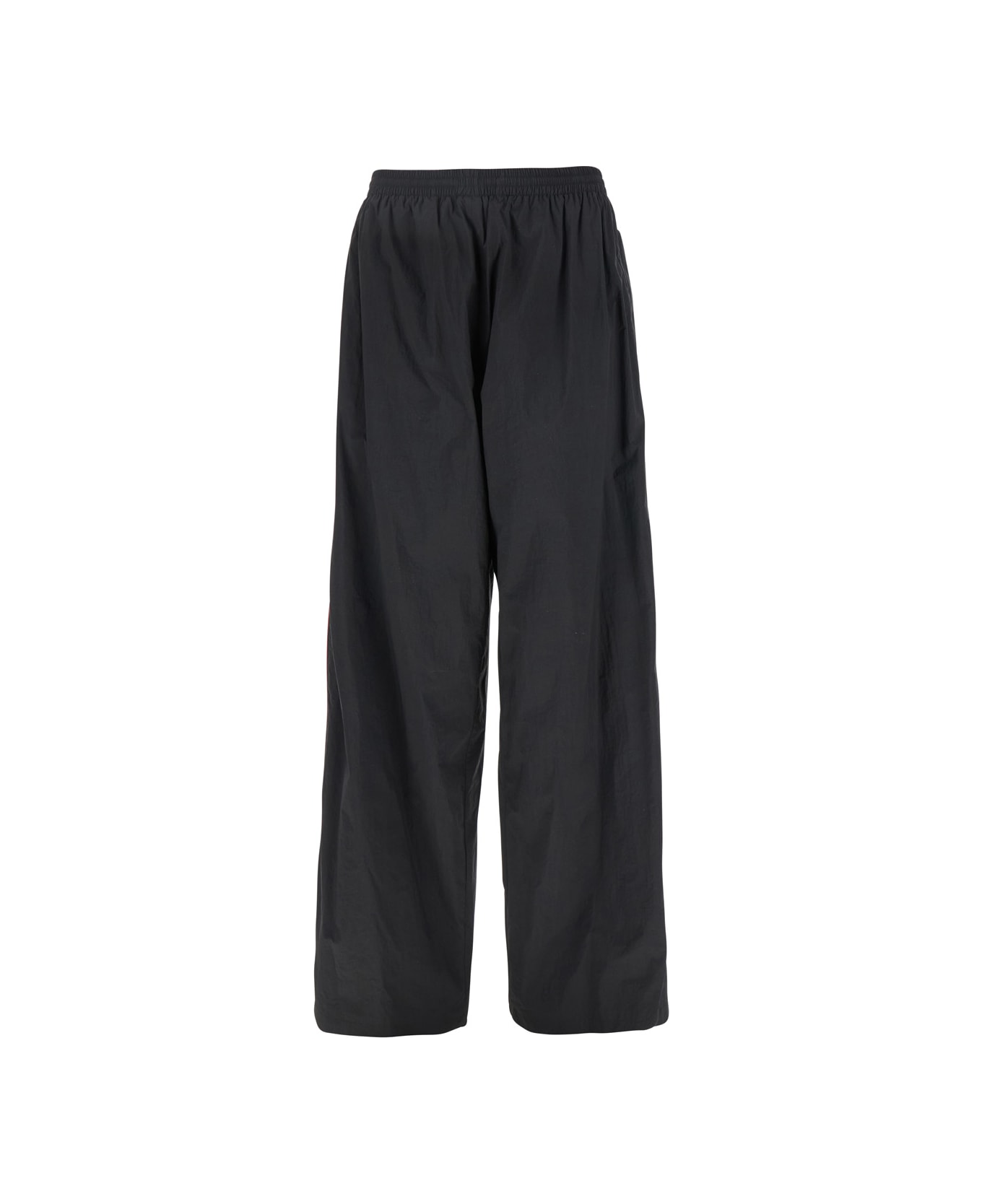Balenciaga Black Pants With Elastic Drawstring And Side Band With Logo Lettering In Tech Fabric Man - Black