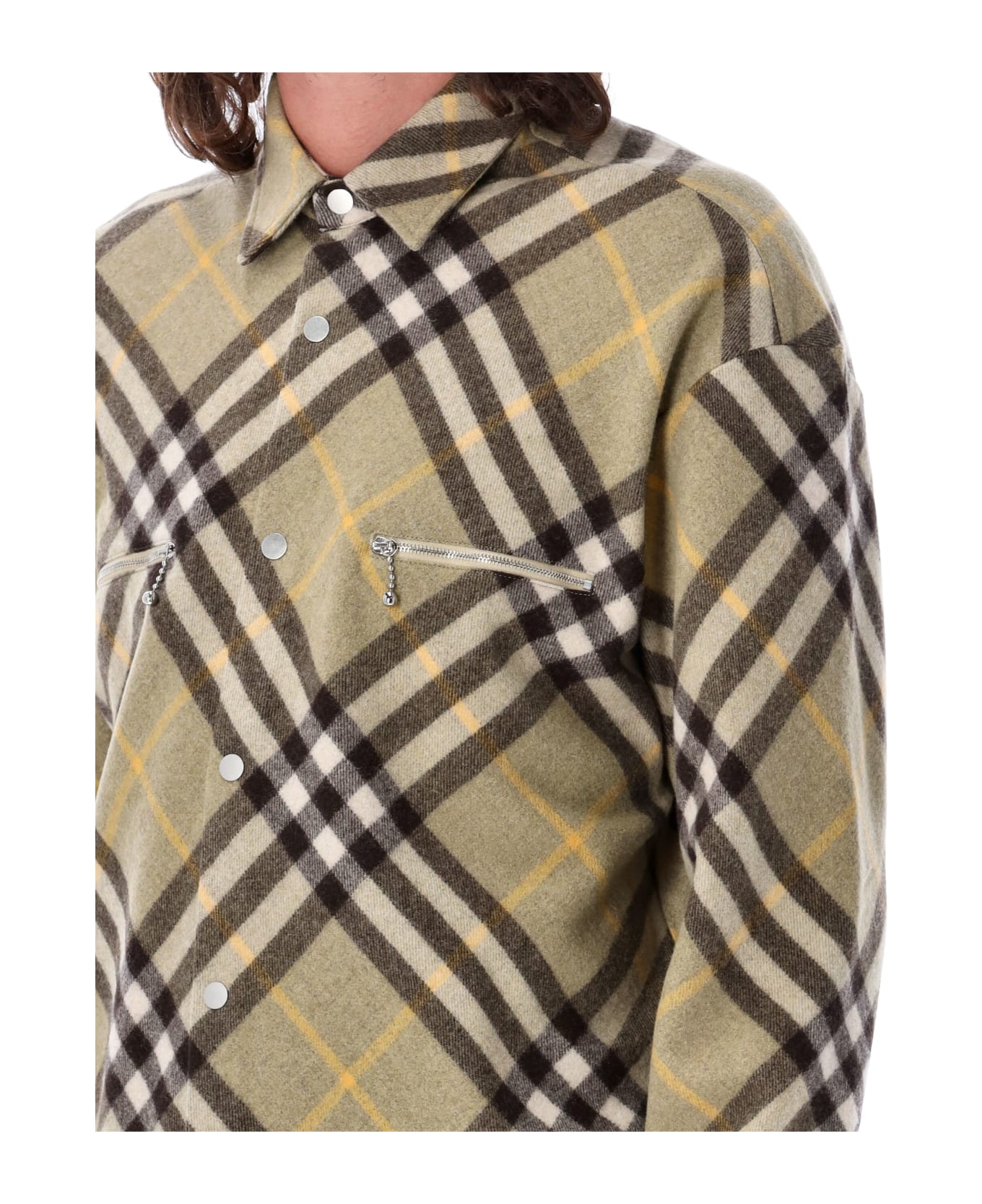 Burberry London Check Wool Blend Overshirt - HUNTER CHECK