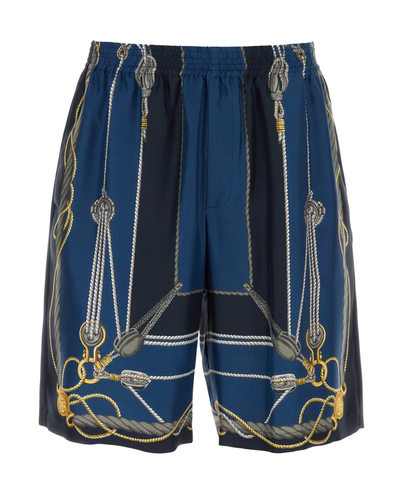 Versace Printed Silk Bermuda Shorts - BLUEGOLD