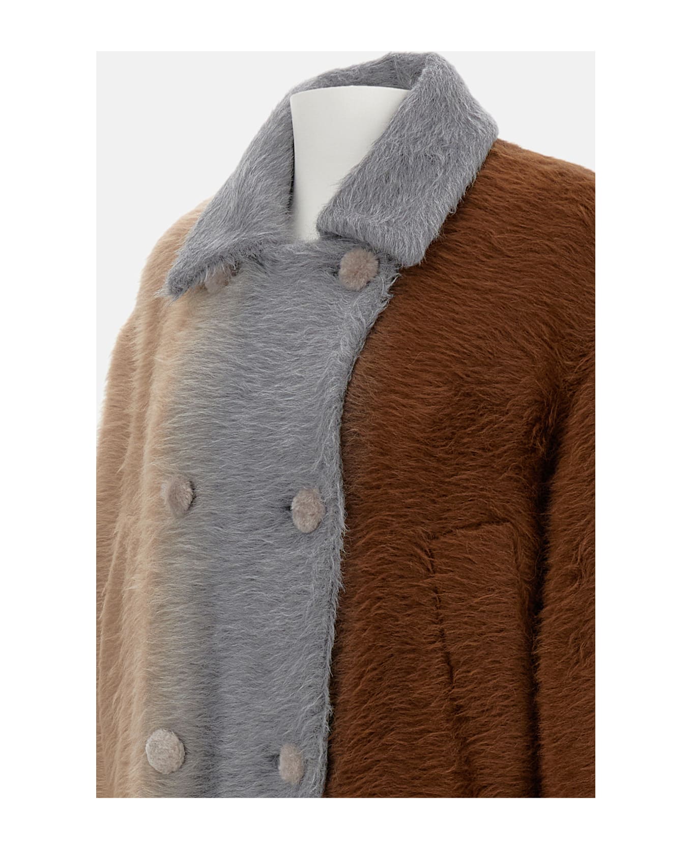 Fendi Blouson Furry Striped Coat - MultiColour