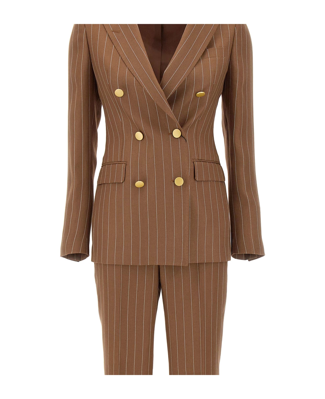 Tagliatore "parigi" Linen Two-piece Suit - BROWN ボトムス