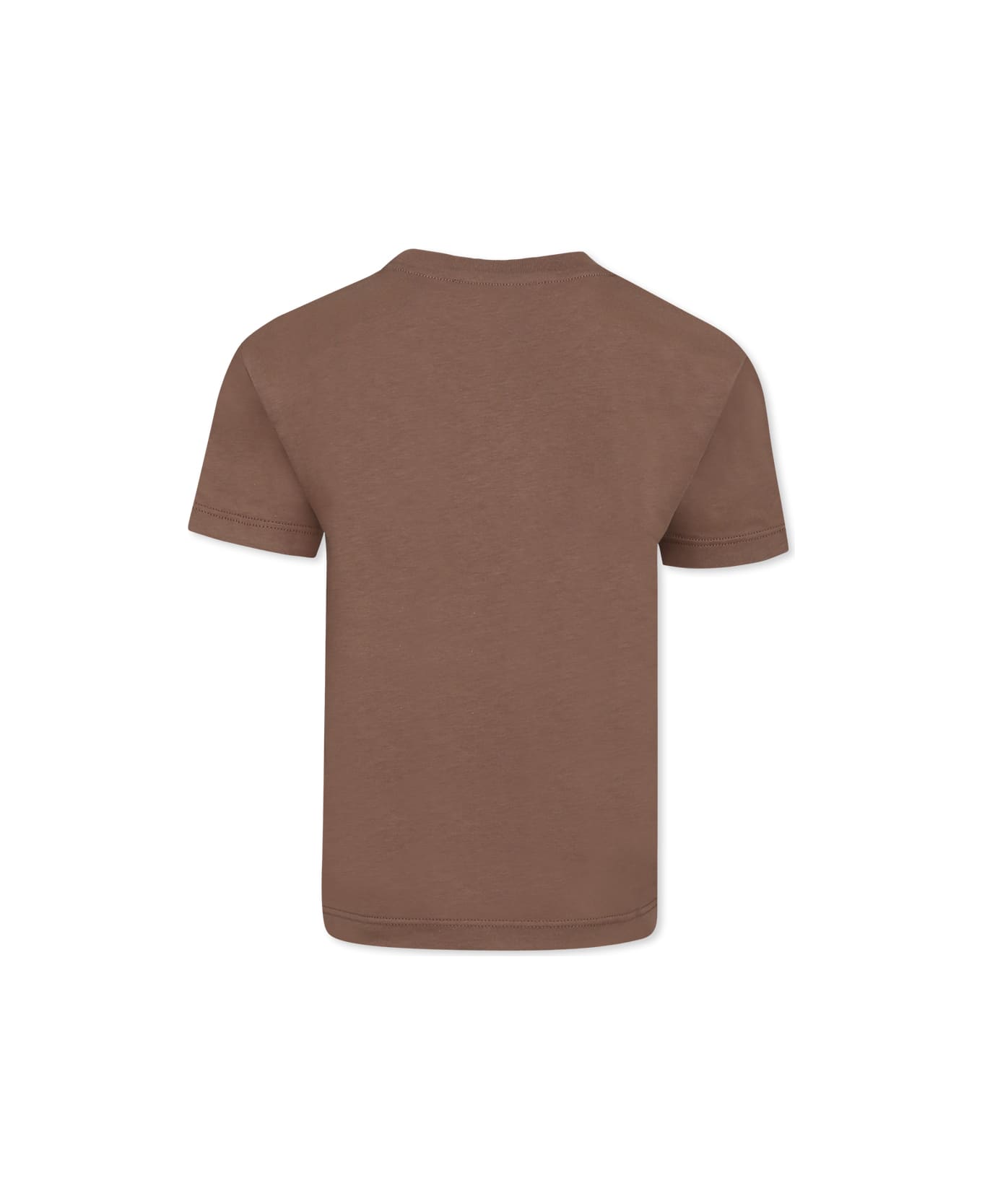 MSGM Brown T-shirt For Boy With Logo - Brown