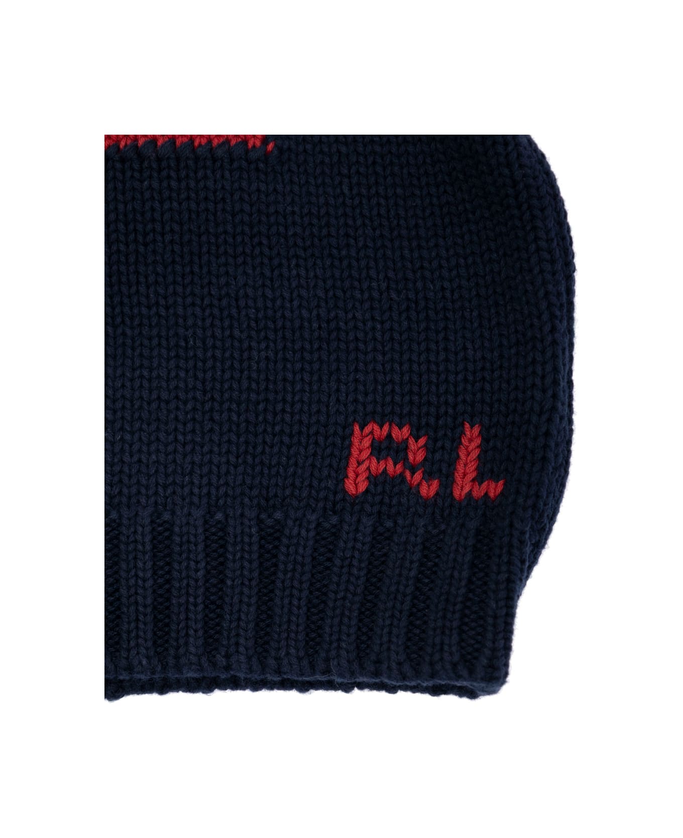 Polo Ralph Lauren Blue Crewneck Sweater With Embroidery On The Front And Button Closure On The Sleeve In Cotton Baby - Blu