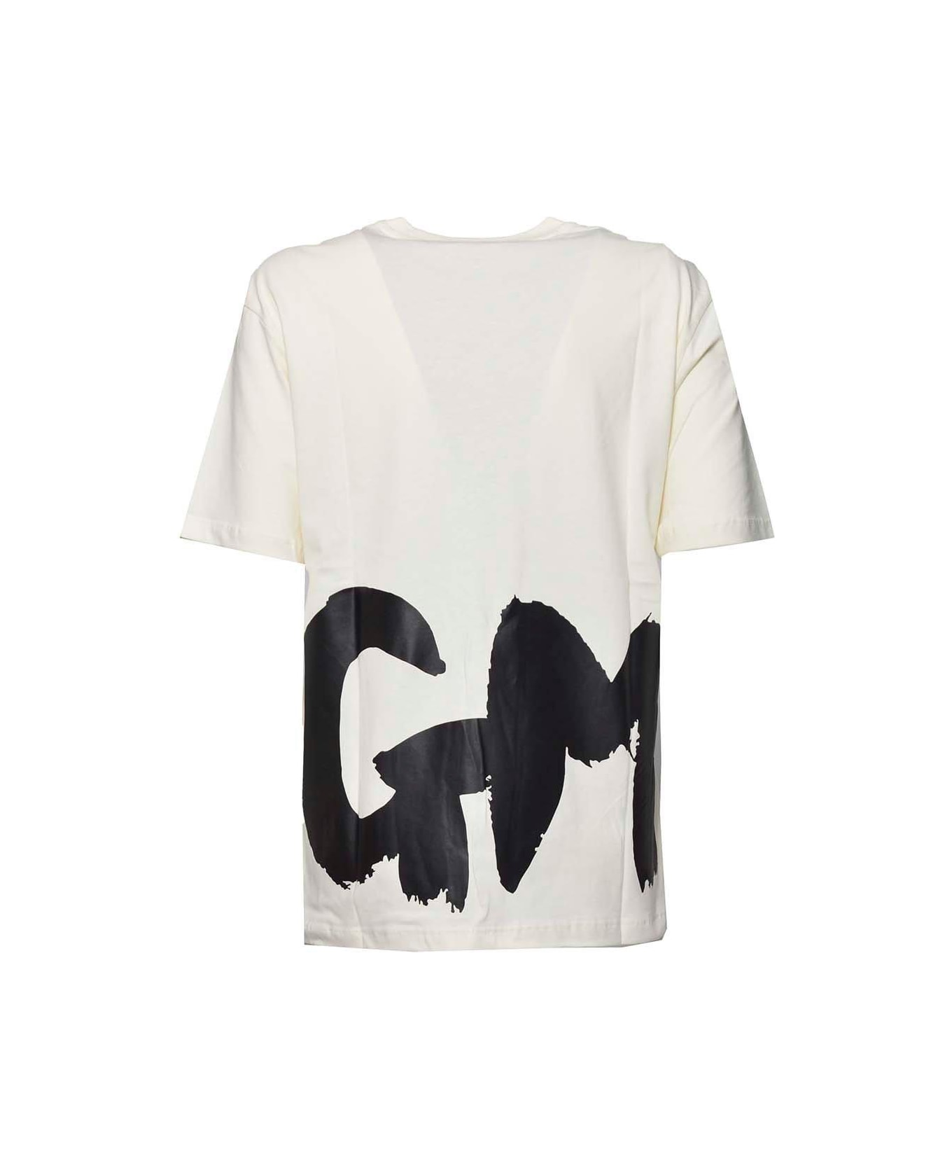 MSGM Logo Printed Crewneck T-shirt - Crema