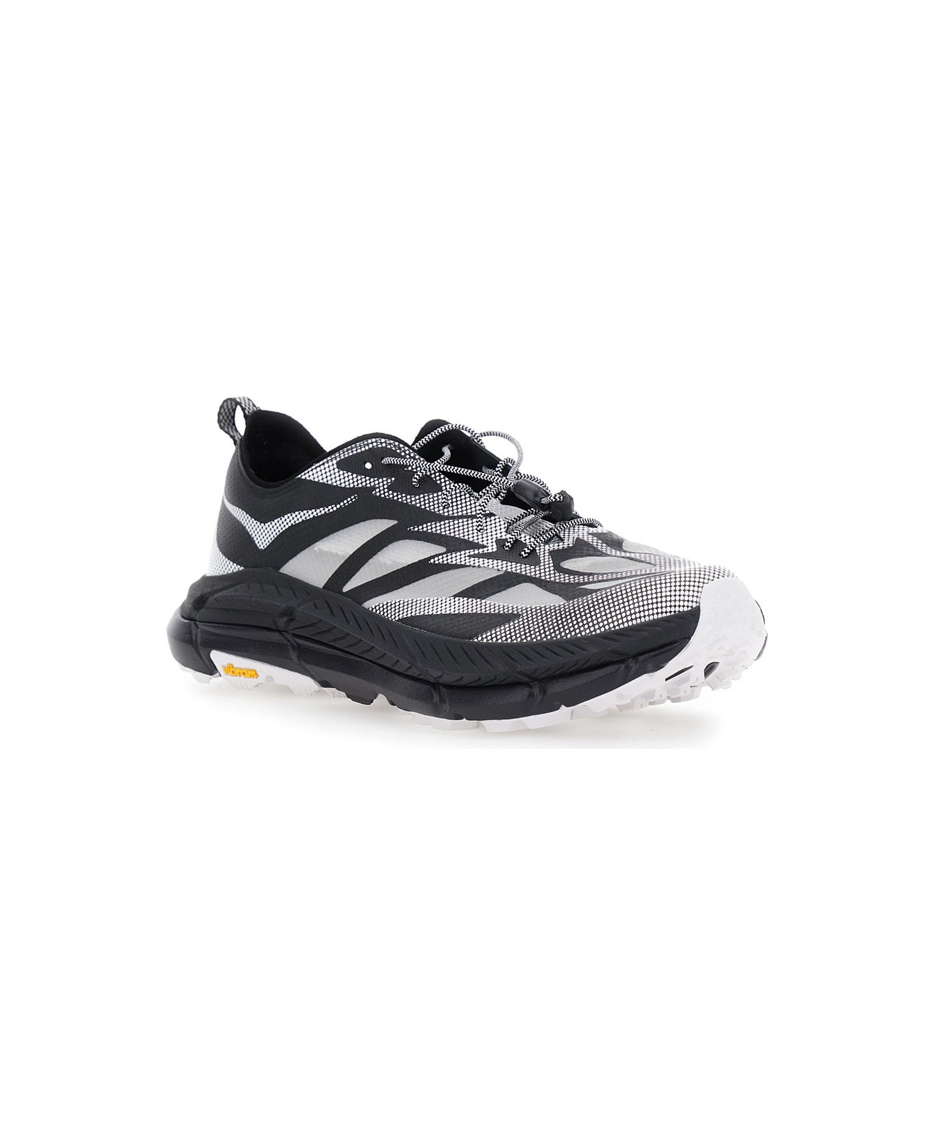 Hoka 'mafate Speed 4 Lite' Black Low Top Sneakers With Mesh Panels In Tech Fabric Unisex - Grey