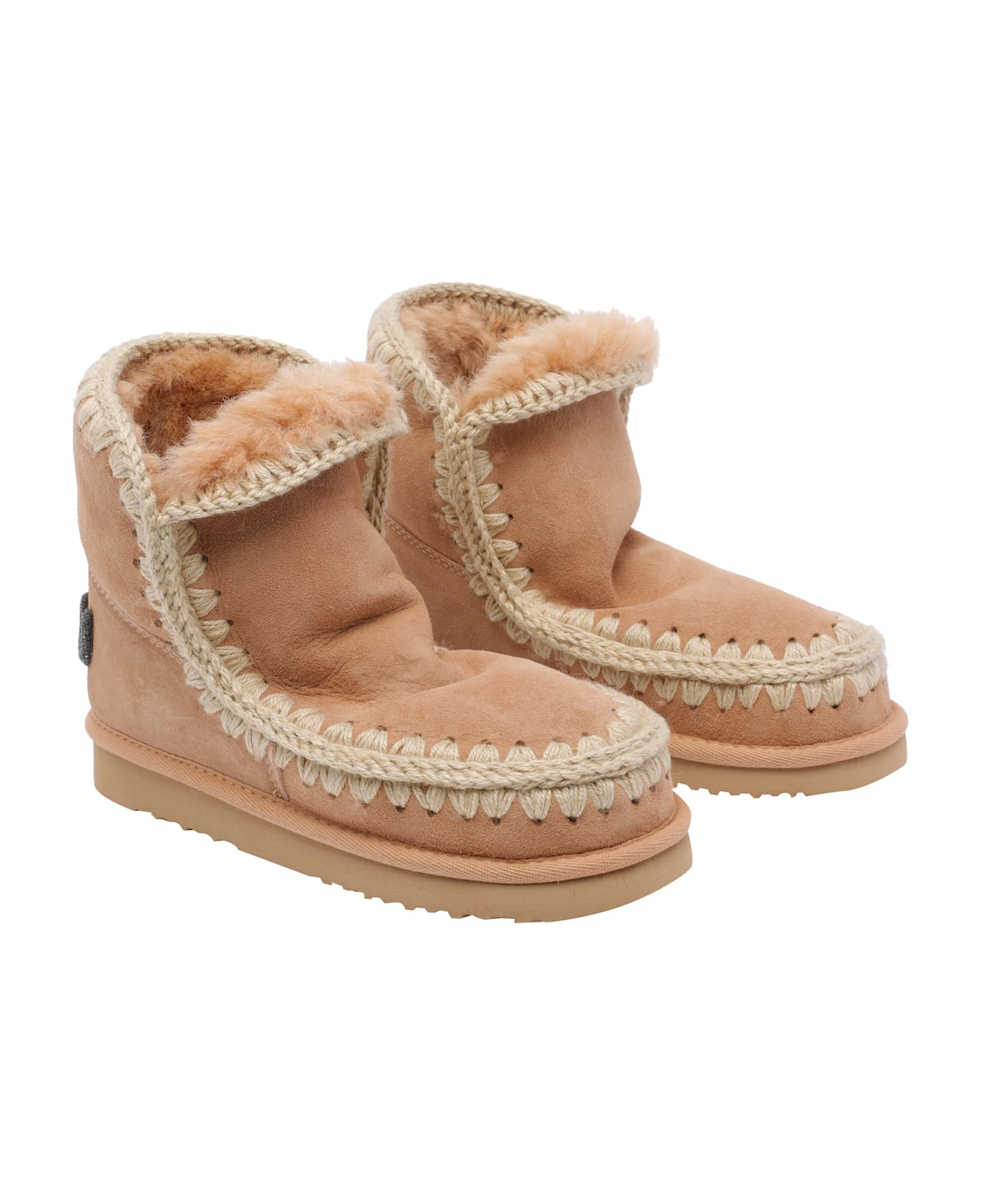 Mou Suede Eskimo Glitter Logo Booties - Brown