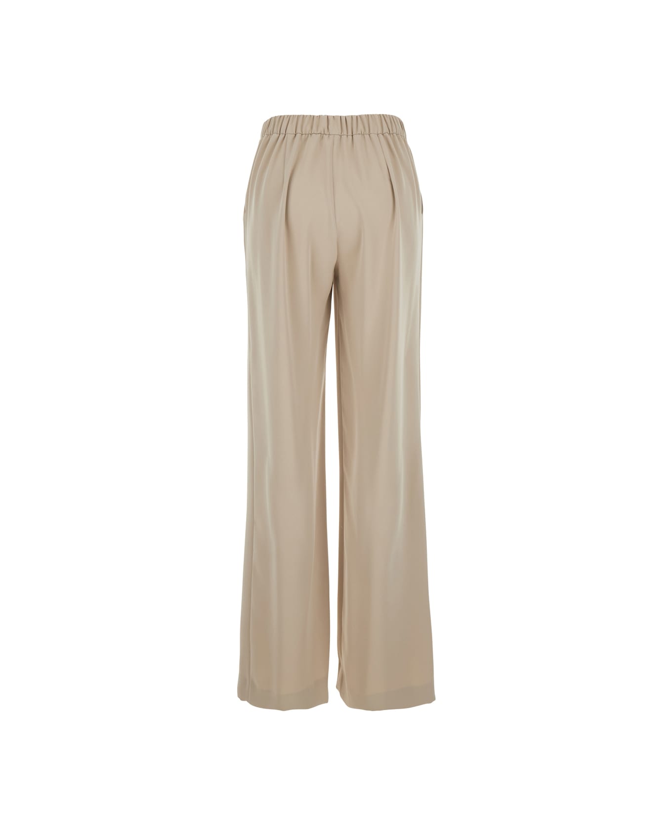 Parosh Beige Pants With Elastic Waist And Wide Leg In Fabric Woman - Beige ボトムス