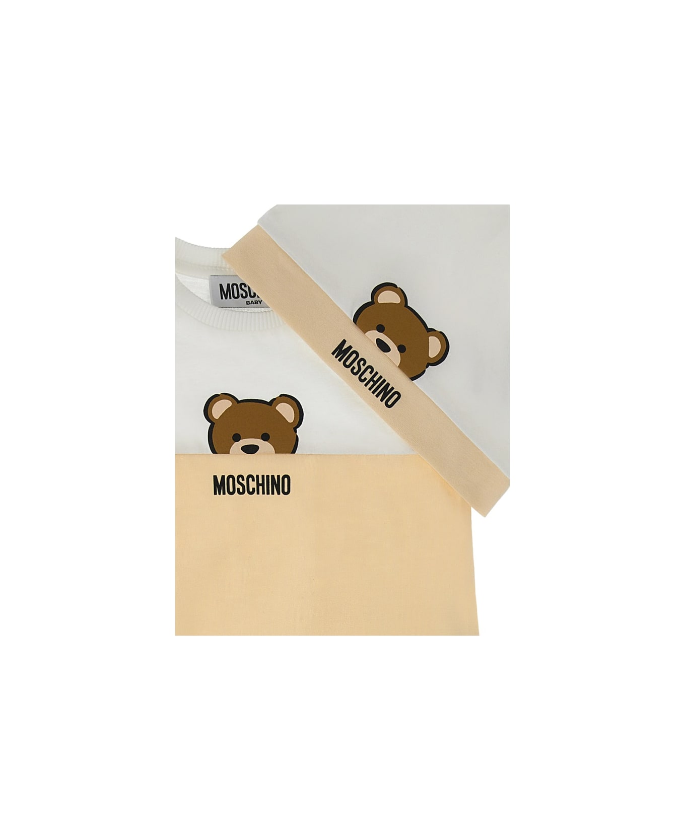 Moschino Bodysuit Set With Gag And Hat - BEIGE