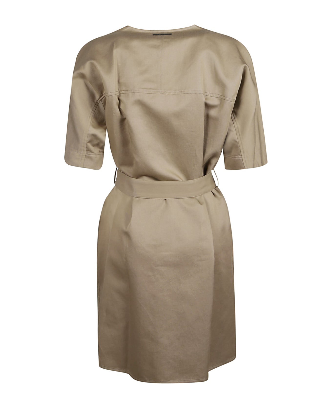 Calvin Klein Linen Belted Shift Dress - BEIGE