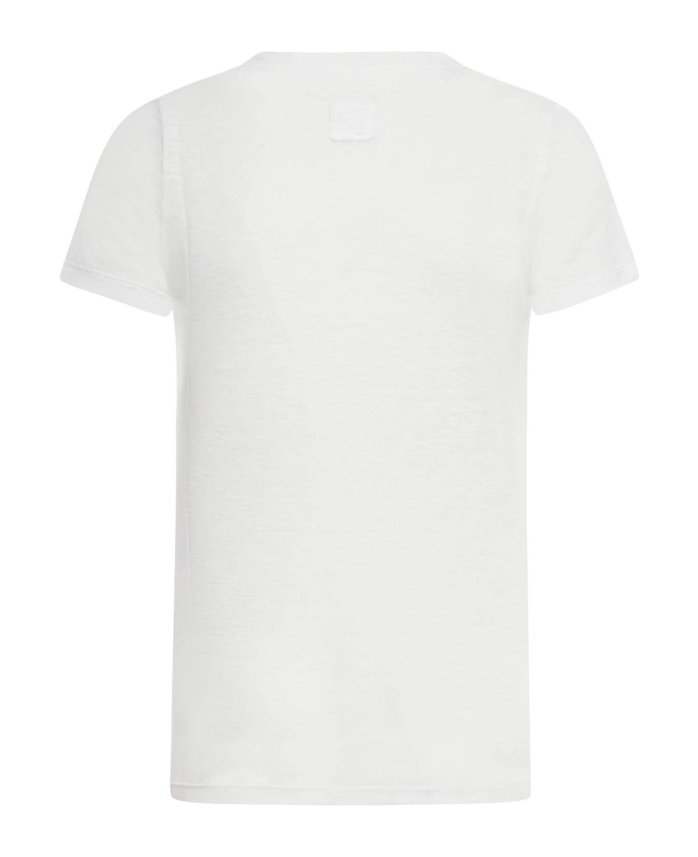 120% Lino Short Sleeve Women Tshirt - R White Solid Tシャツ