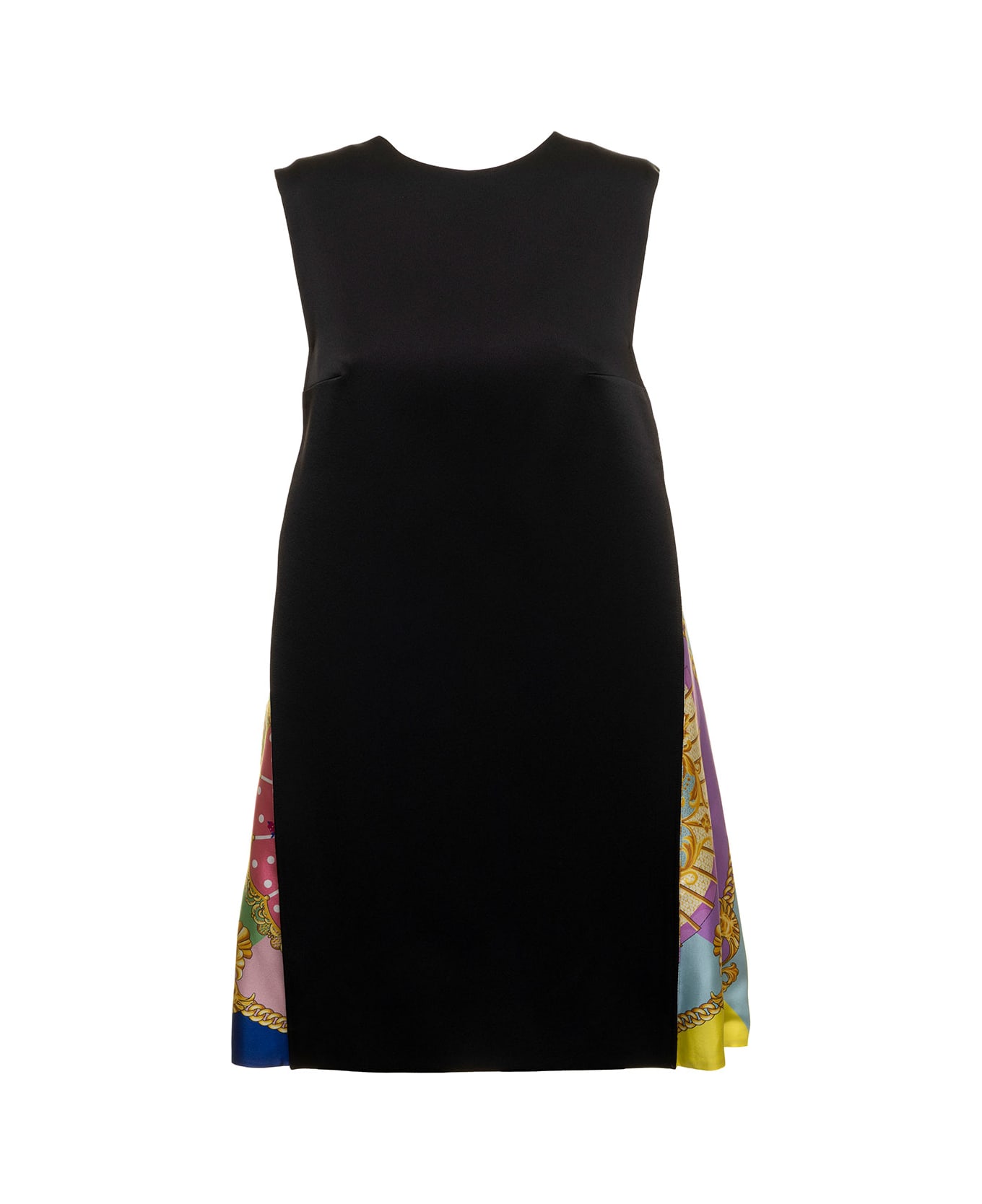 Versace Cady Midi Dress With Fan Print Details Versace Woman - Black