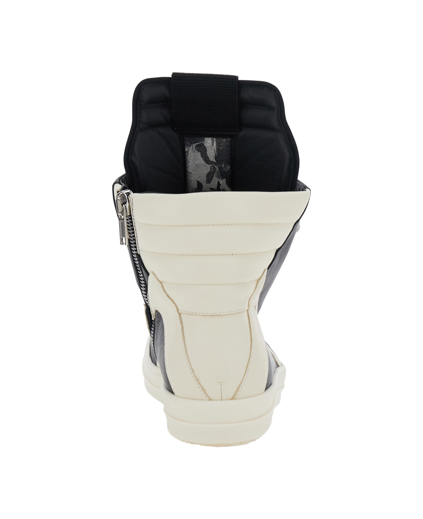 Rick Owens Black And White Sneakers With Decorative Laces And Side Zip Closure In Leather Woman - White/black
