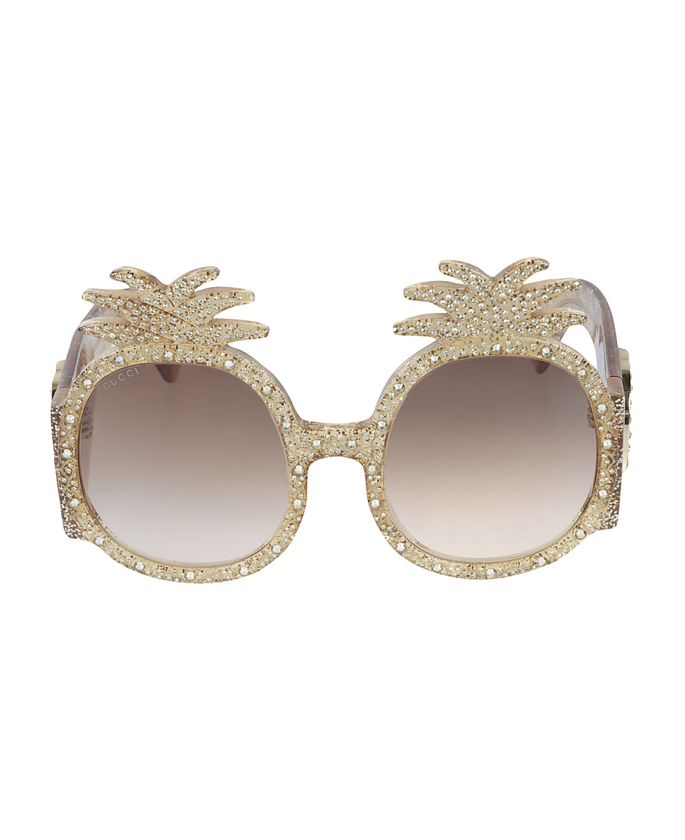 Gucci Eyewear Embellished Frame Sunglasses - 001 gold gold brown