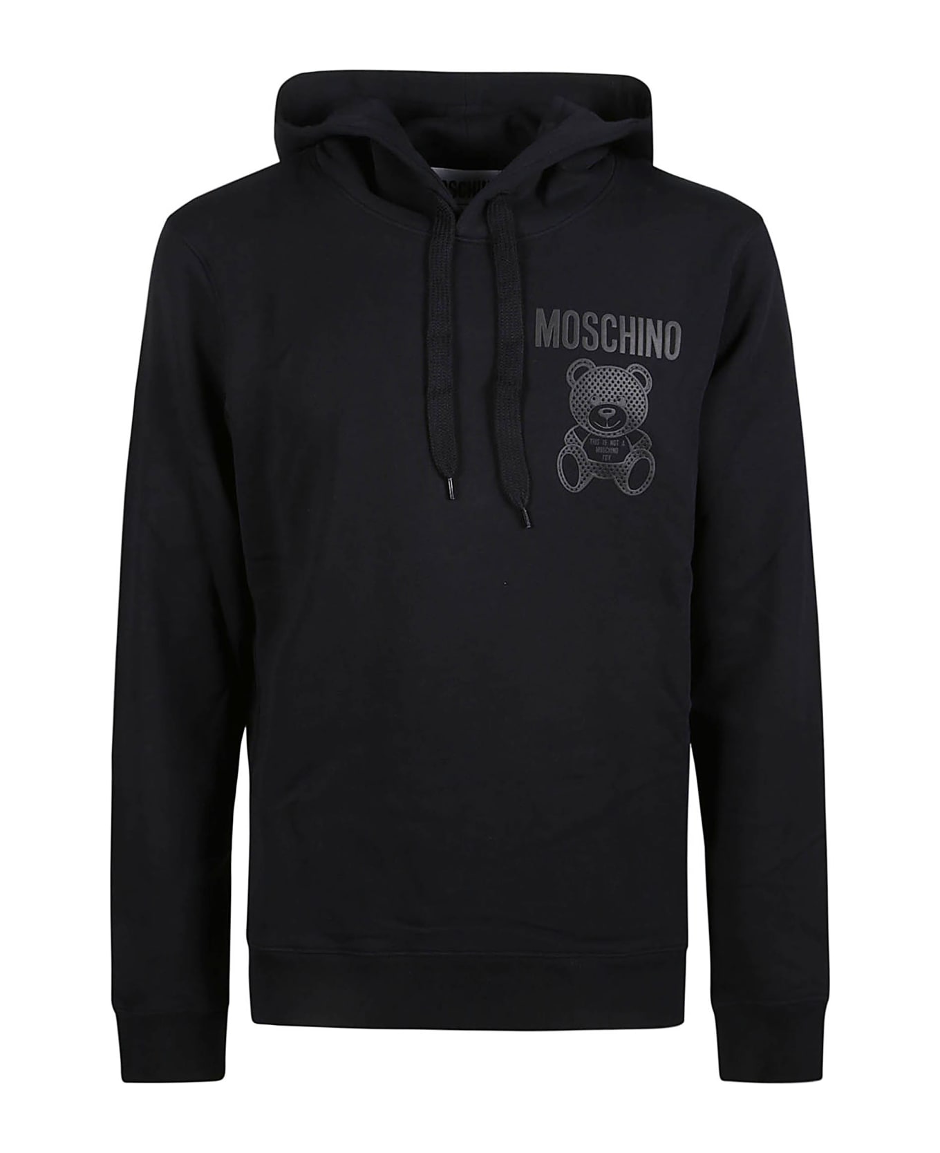 Moschino Logo Drawstringed Hoodie - Black フリース
