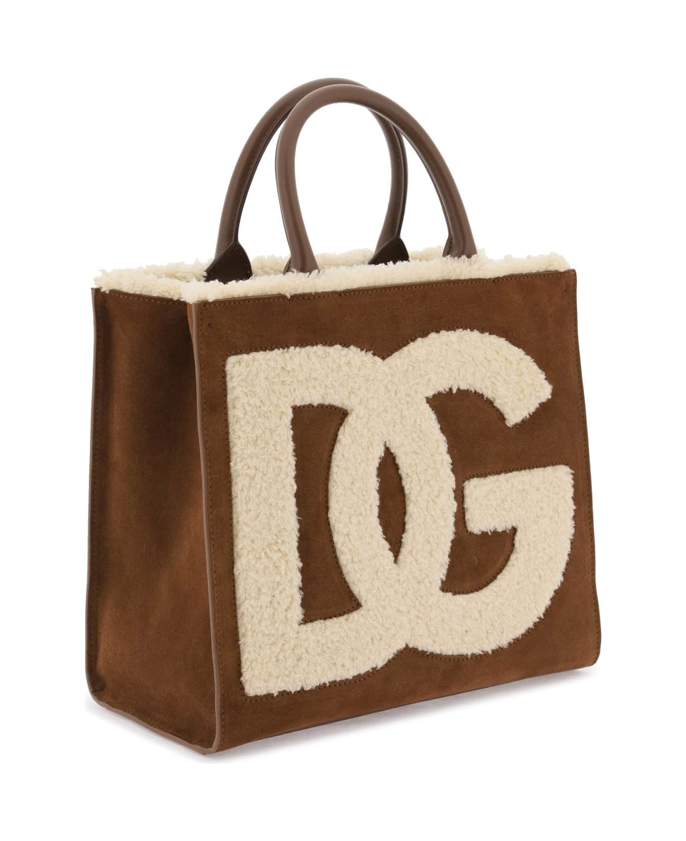 Dolce & Gabbana Daily Shopping Bag With Maxi Logo - brown