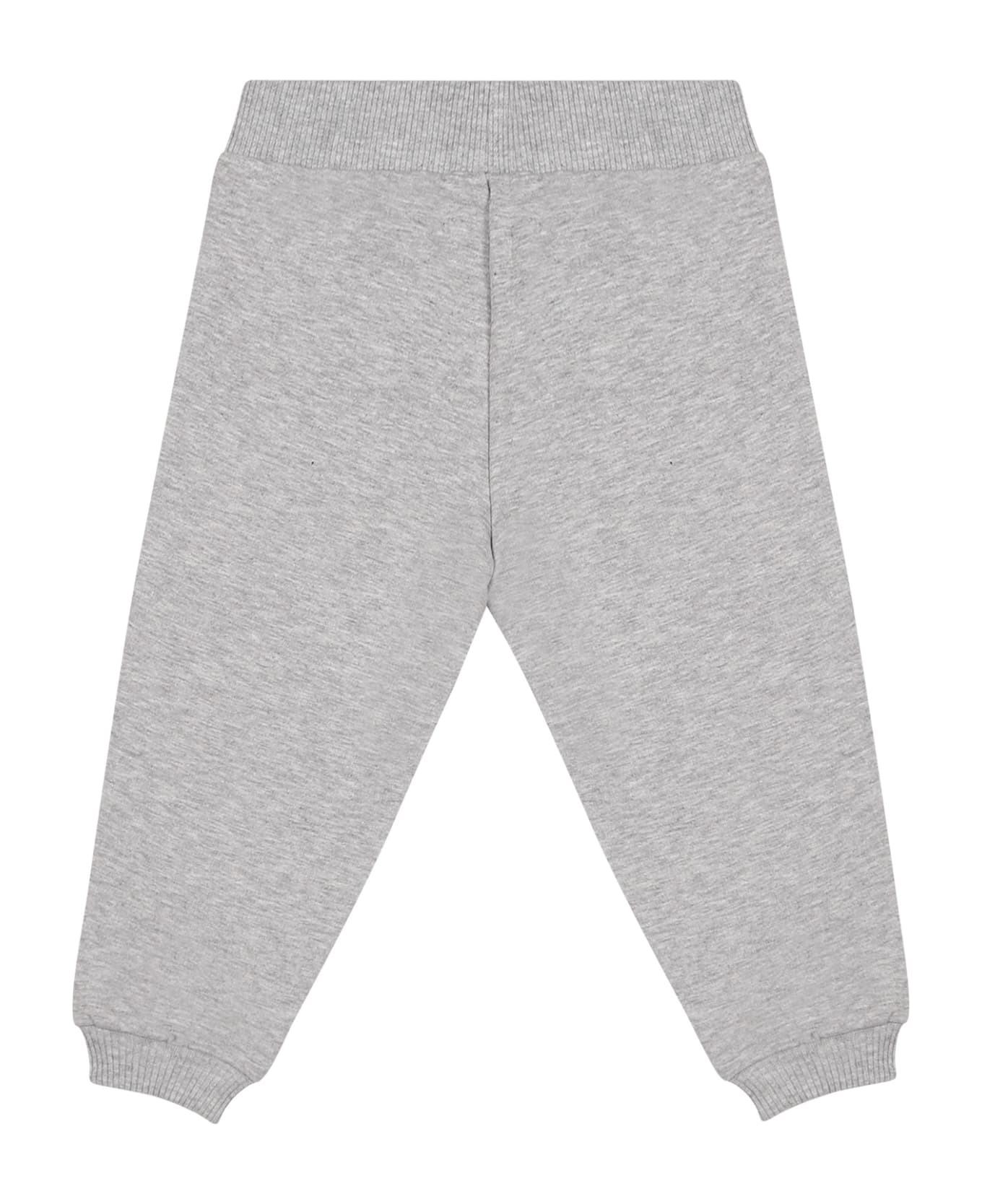 Moschino Grey Tracksuit Cropped Trousers For Baby Kids With Logo - Grey