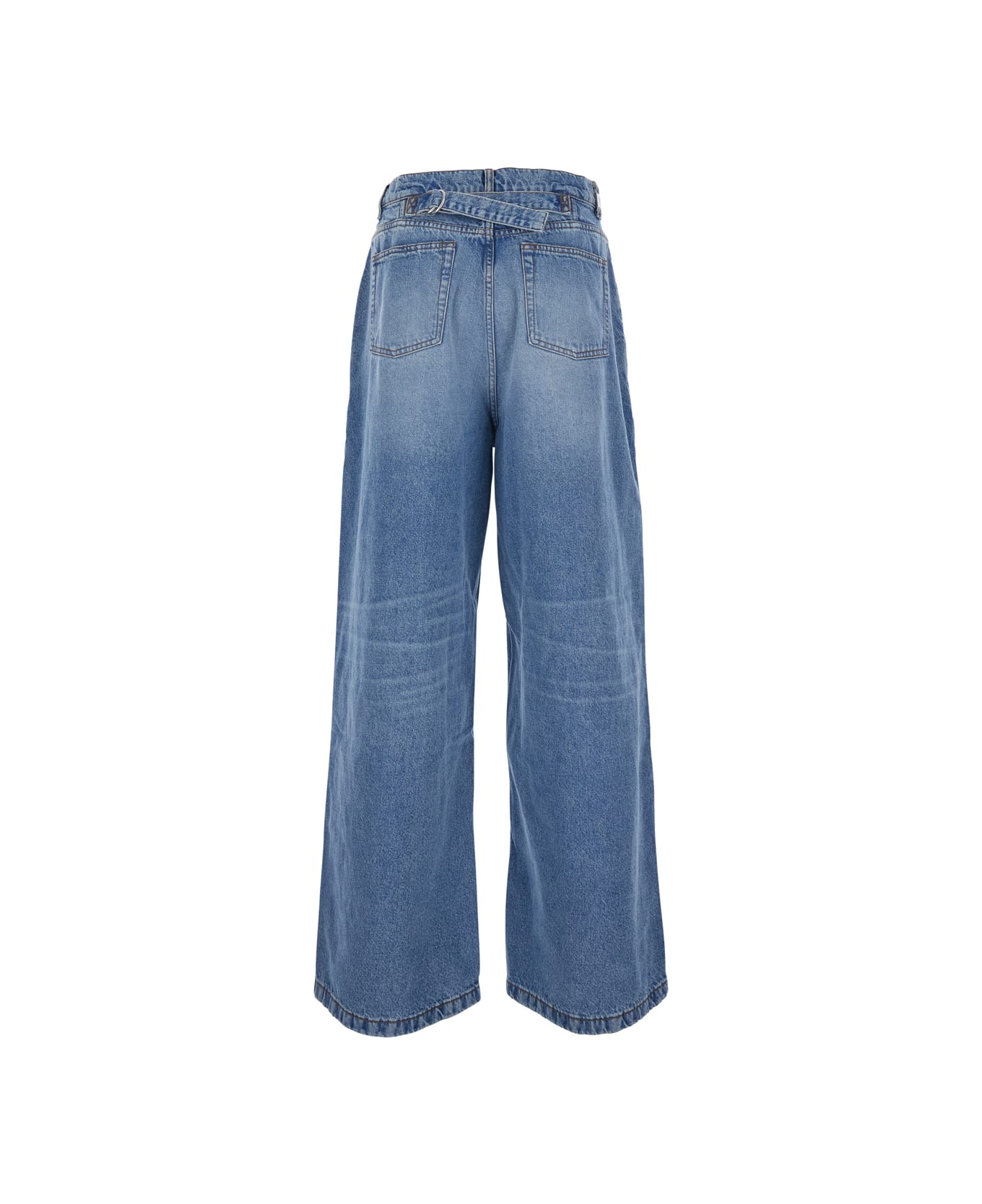 Ami Alexandre Mattiussi Blue Jeans With Belt Loops And Wide Leg In Denim Man - Blu