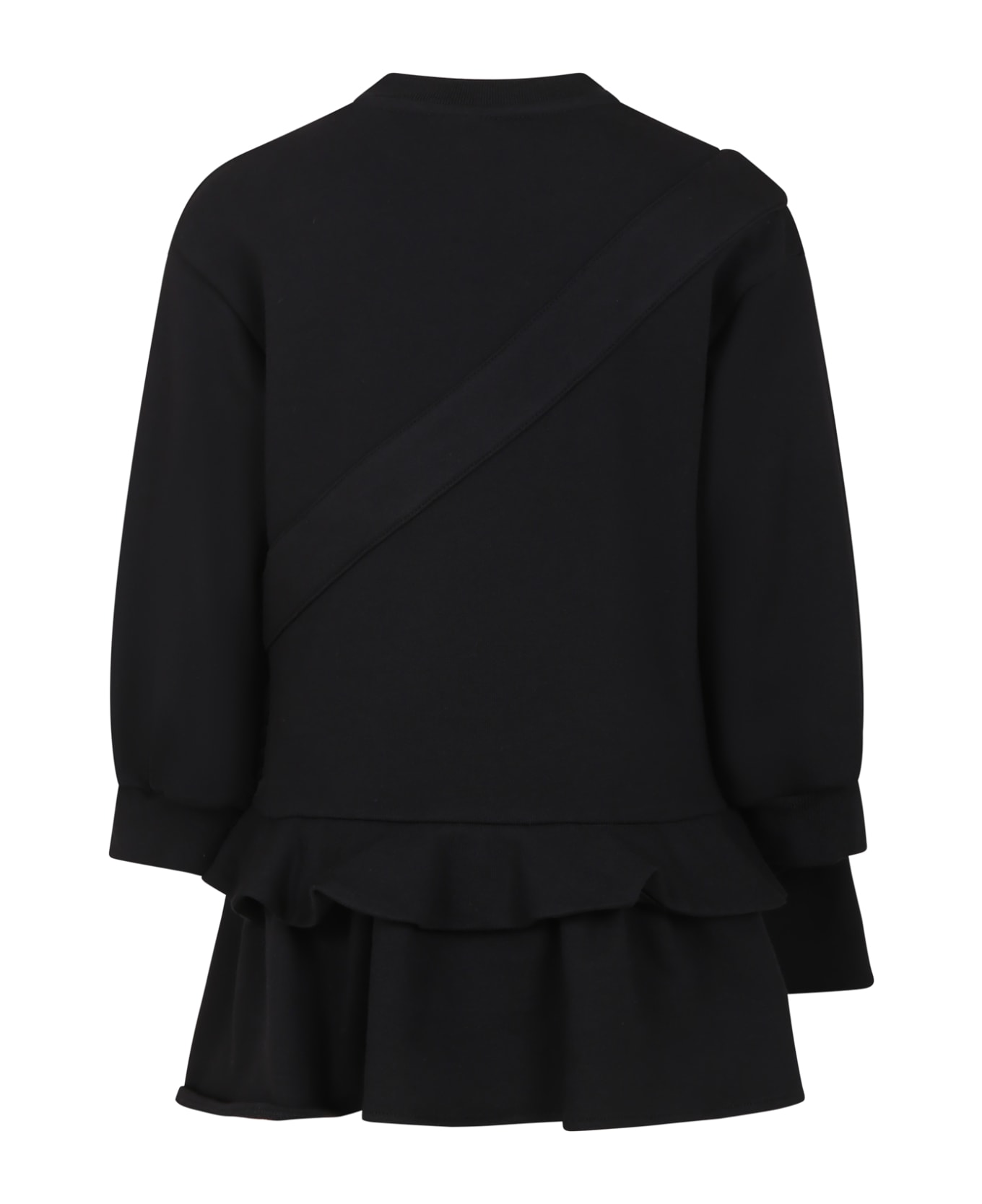 Fendi Black Casual Dress With Baguette For Girl - Black