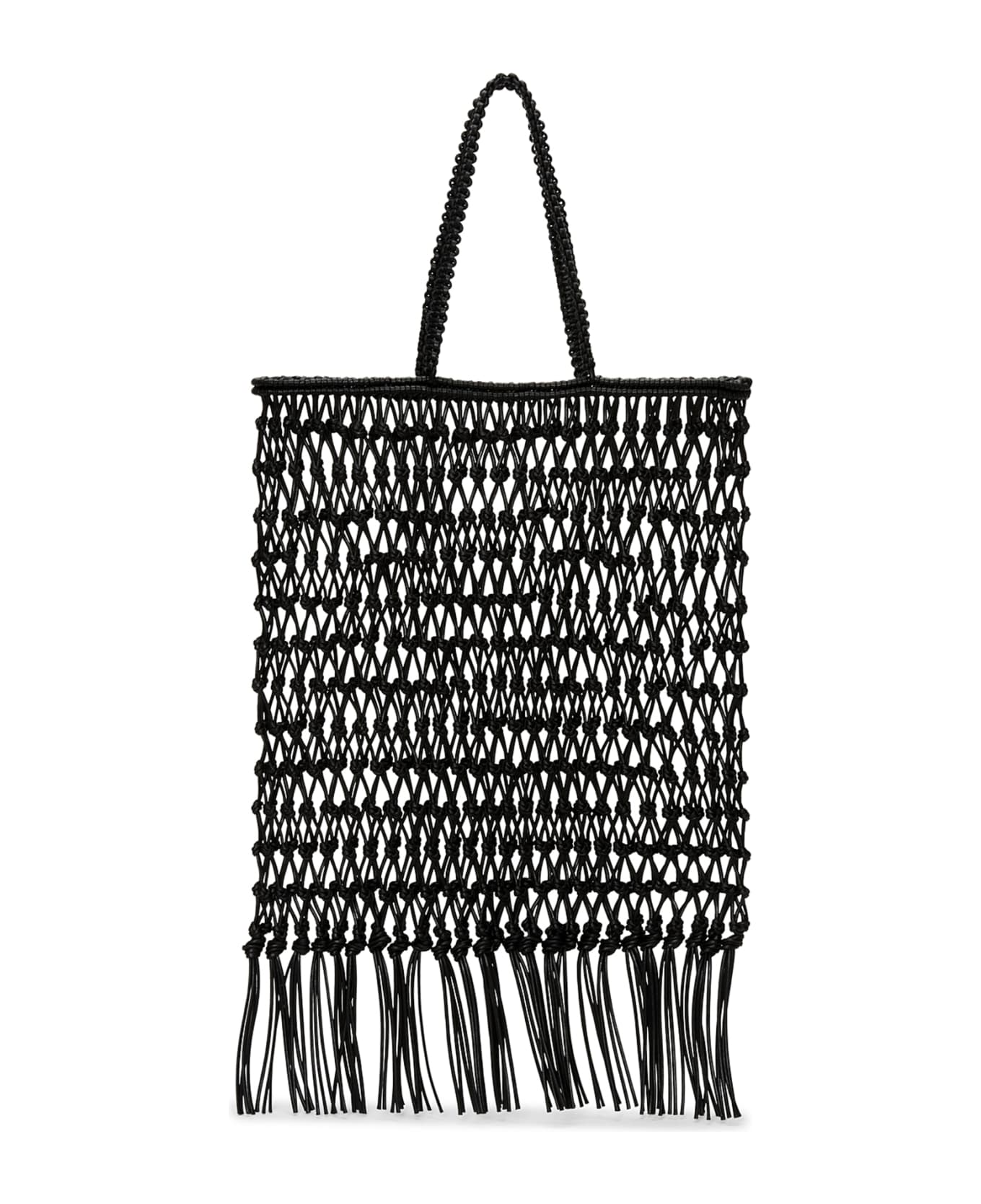 Fabiana Filippi Shoulder Bag In Fabric With Fringes - NERO