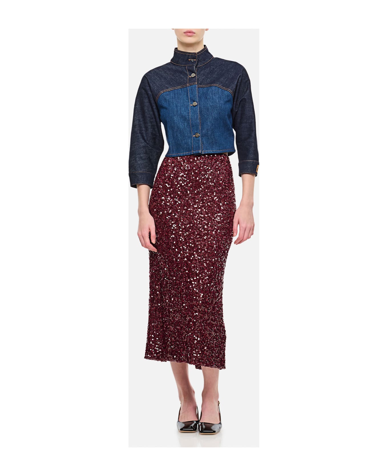 Rotate by Birger Christensen Sequin Midi Pencil Skirt - Non definito