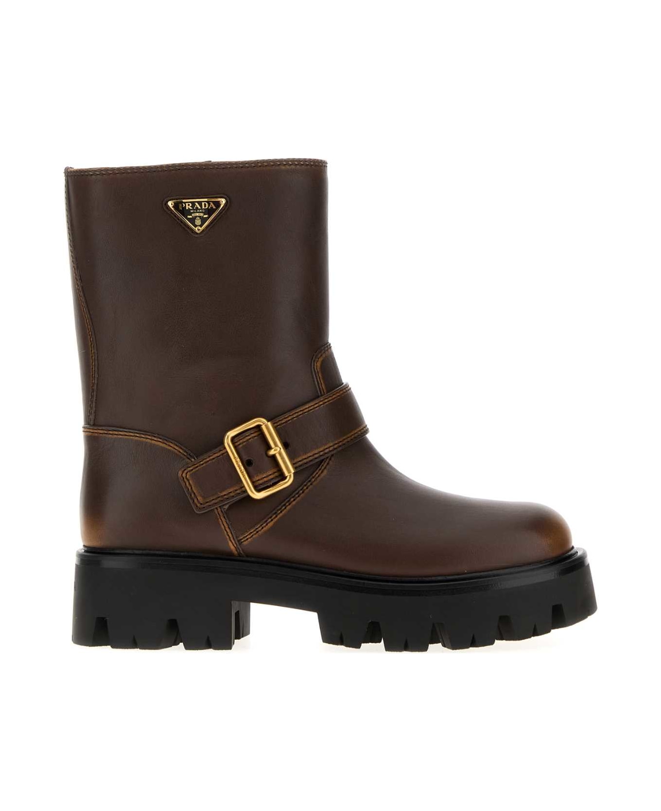Prada Brown Leather Boots - CACAO