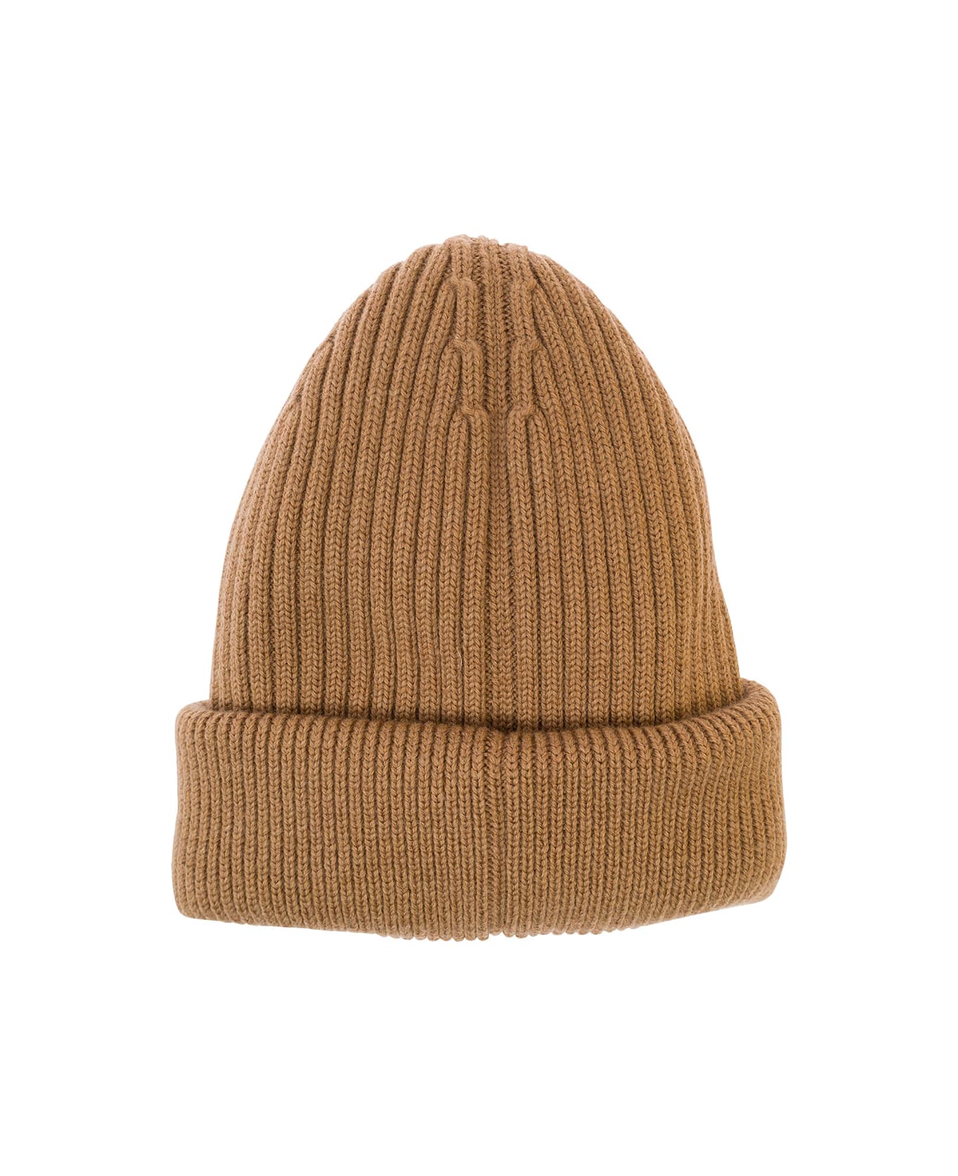 Moncler Grenoble Beige Beanie With Logo Embroidery In Wool Man - Beige