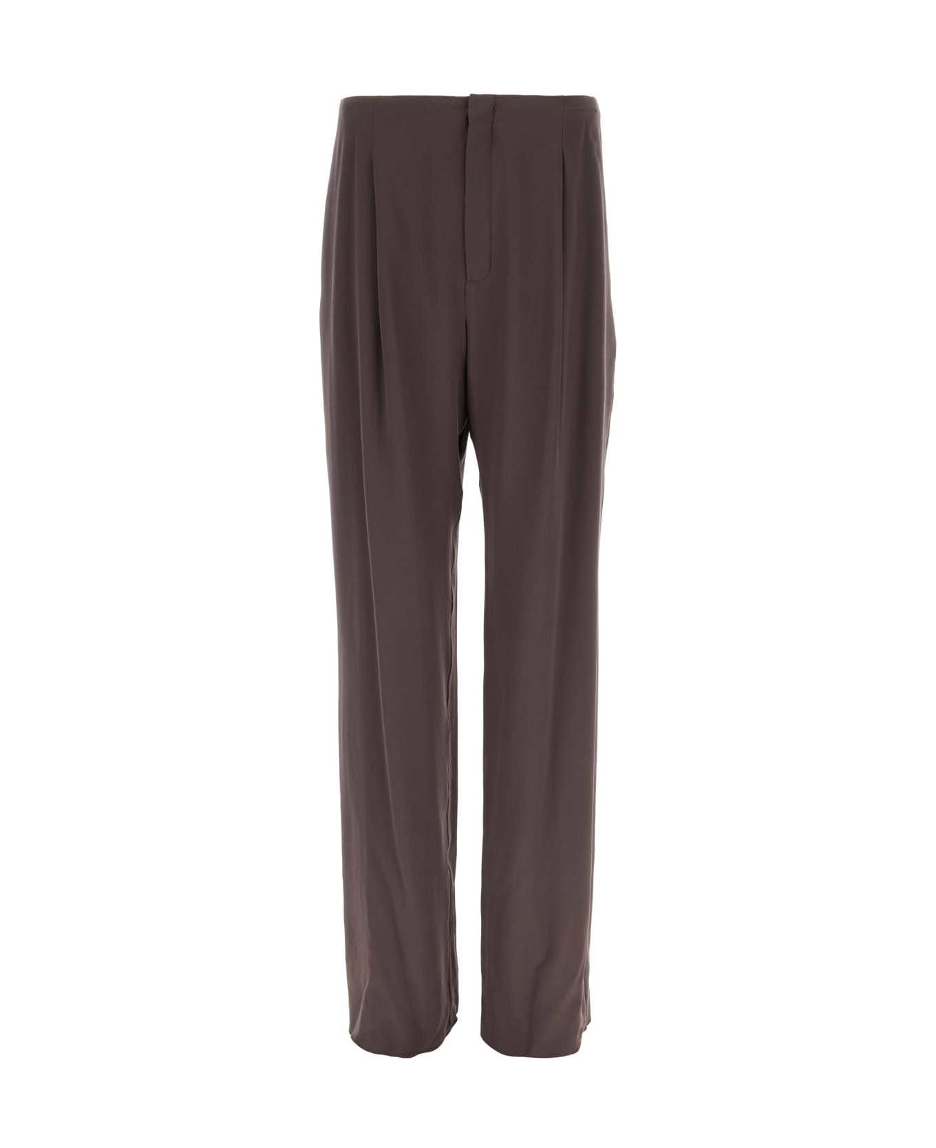 Saint Laurent Brown Crepe Wide-leg Pant - MARRONCENDRE