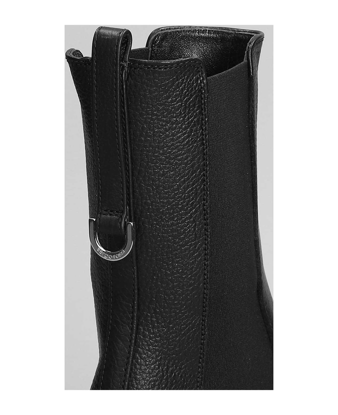 Sergio Rossi Combat Boots In Black Leather - black
