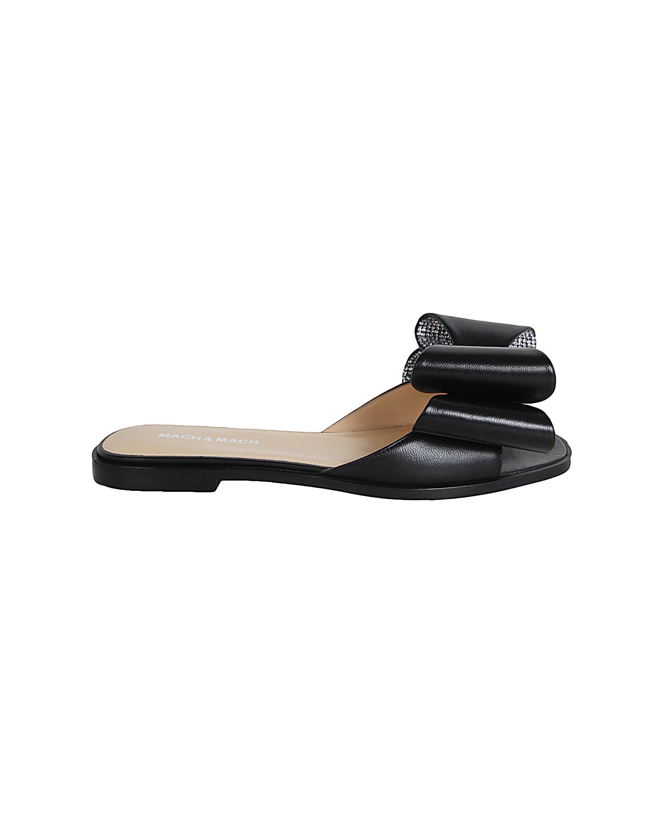 Mach & Mach Cadeau Nappa Leather Flat Sandal - Black