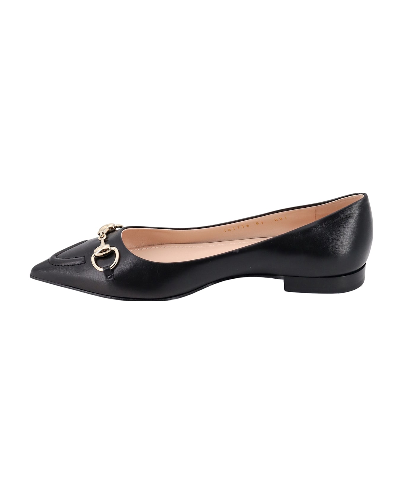 Gucci Leather Ballerinas With Metal Horsebit - Black