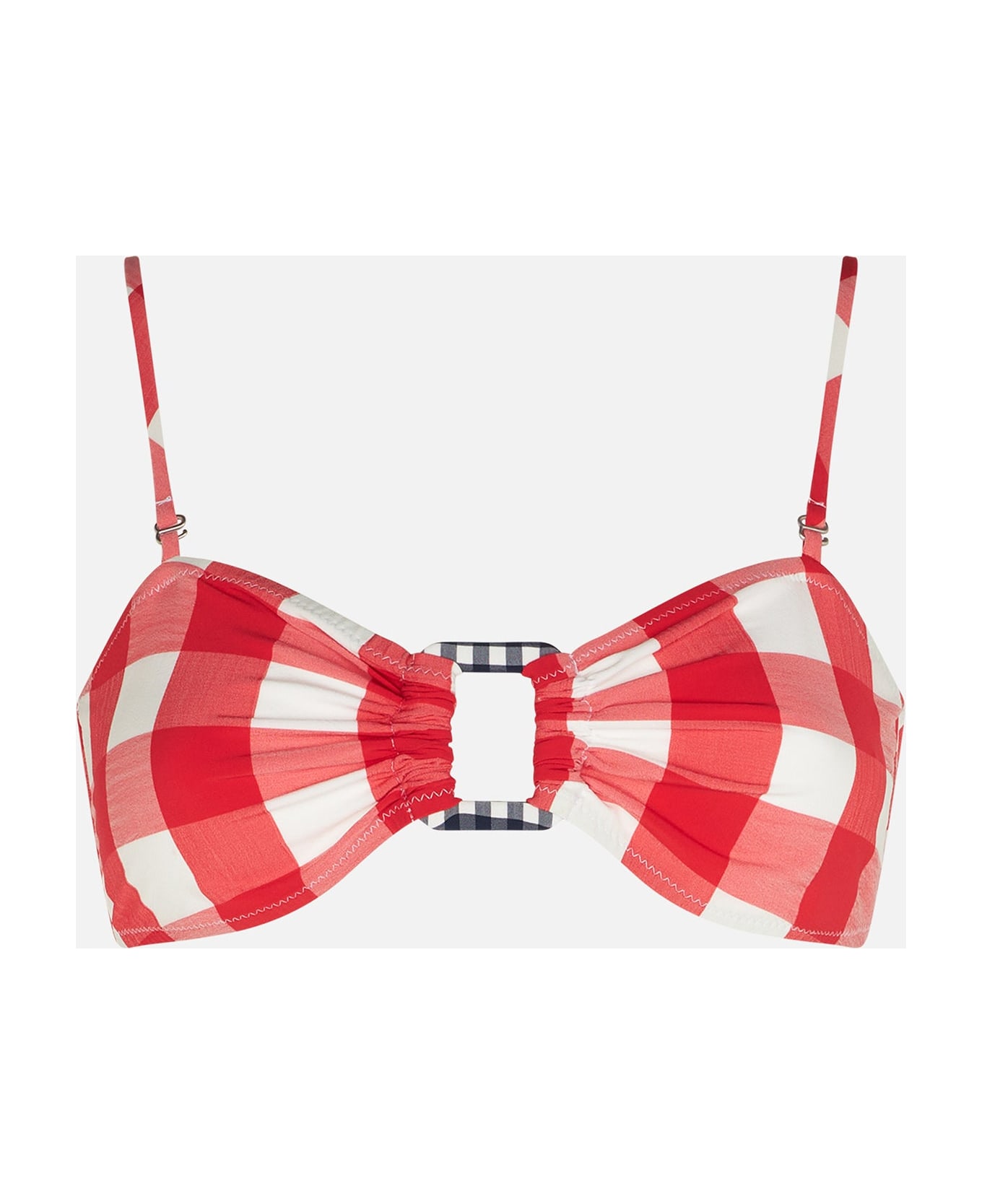 MC2 Saint Barth Gingham Bralette With Squared Ring - RED
