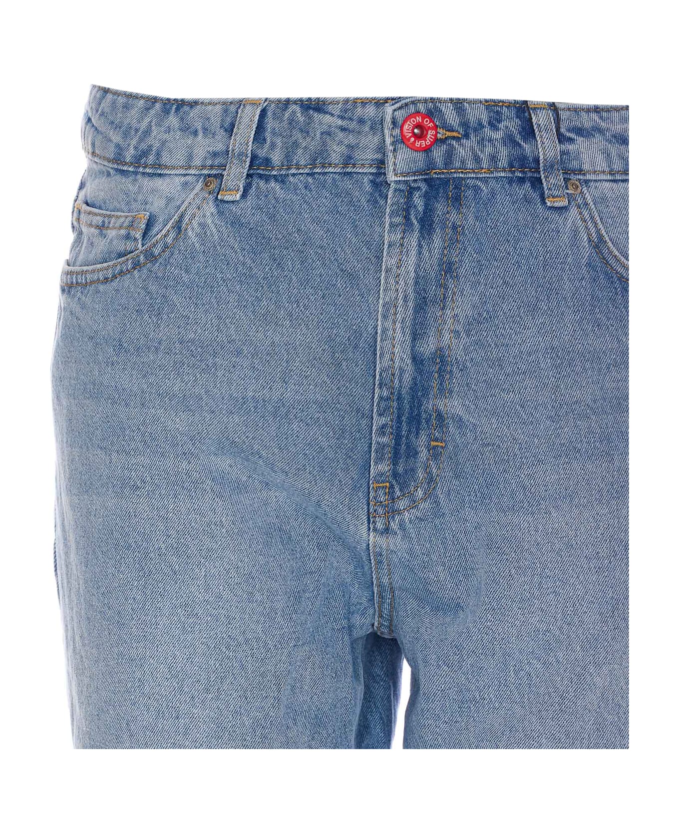 Vision of Super Heart Laser Print Jeans - Blue