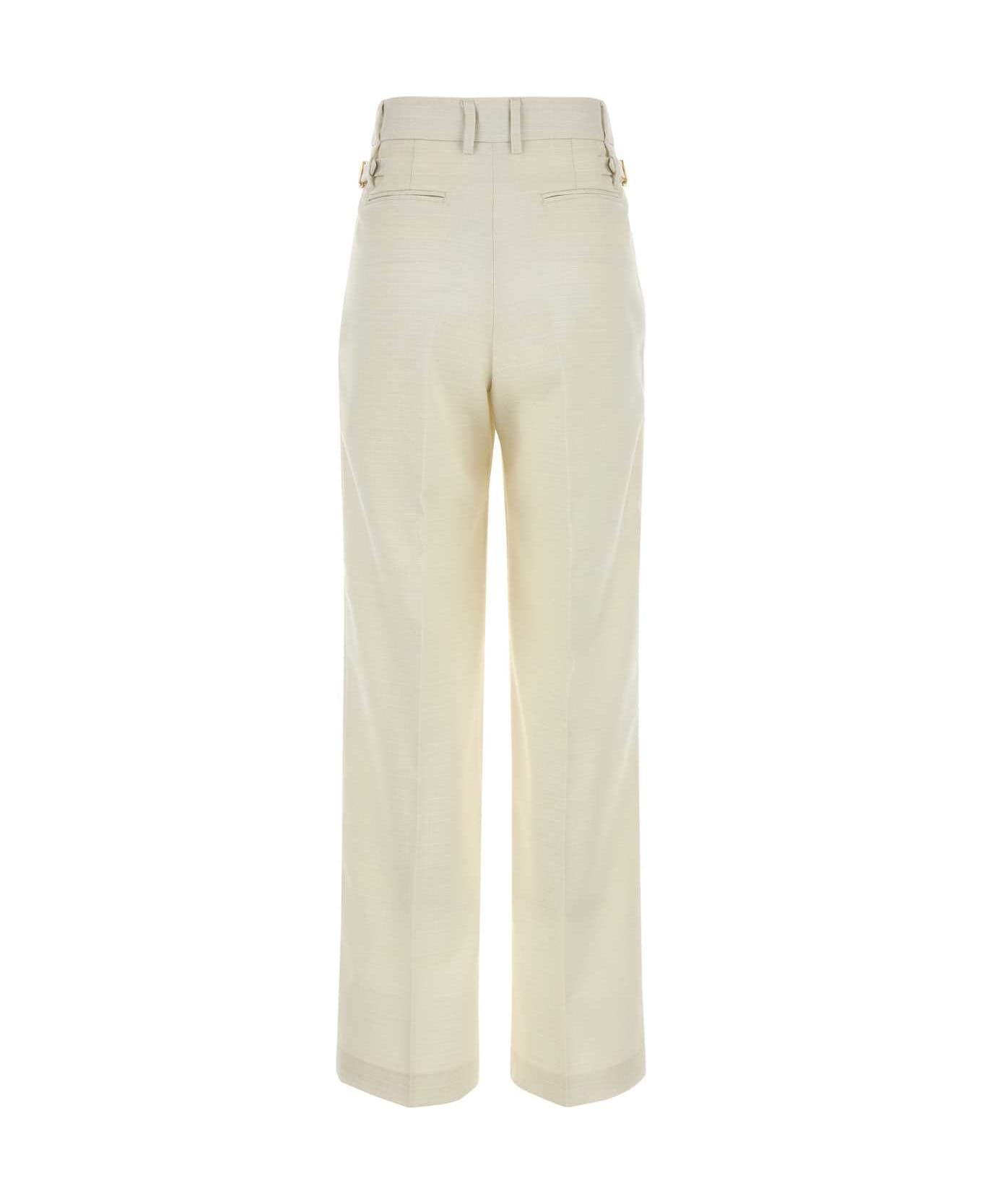 PT Torino White Wool Blend Isabel Pant - PANNA