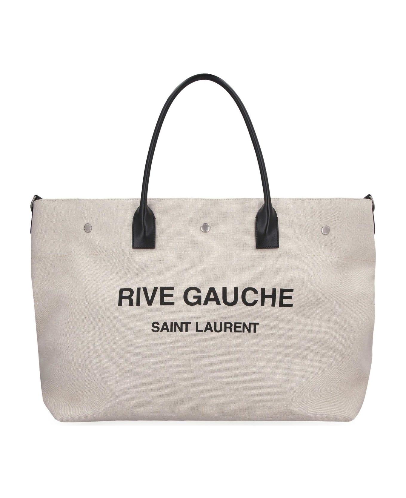 Saint Laurent Rive Gauche Logo Printed Tote Bag - WHITE